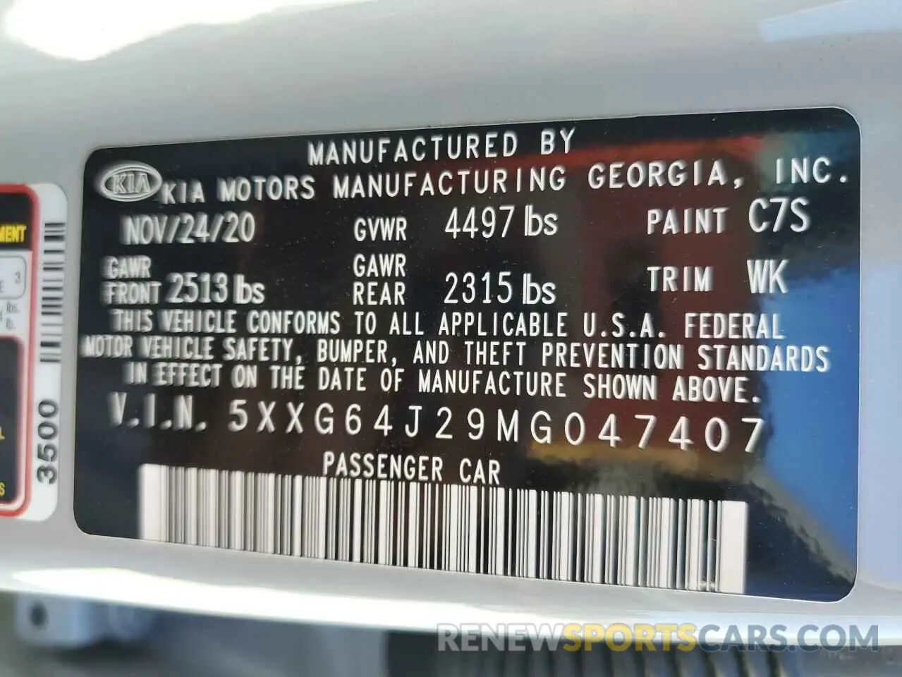 12 fotografías del automóvil dañado 5XXG64J29MG047407 KIA K5 2021