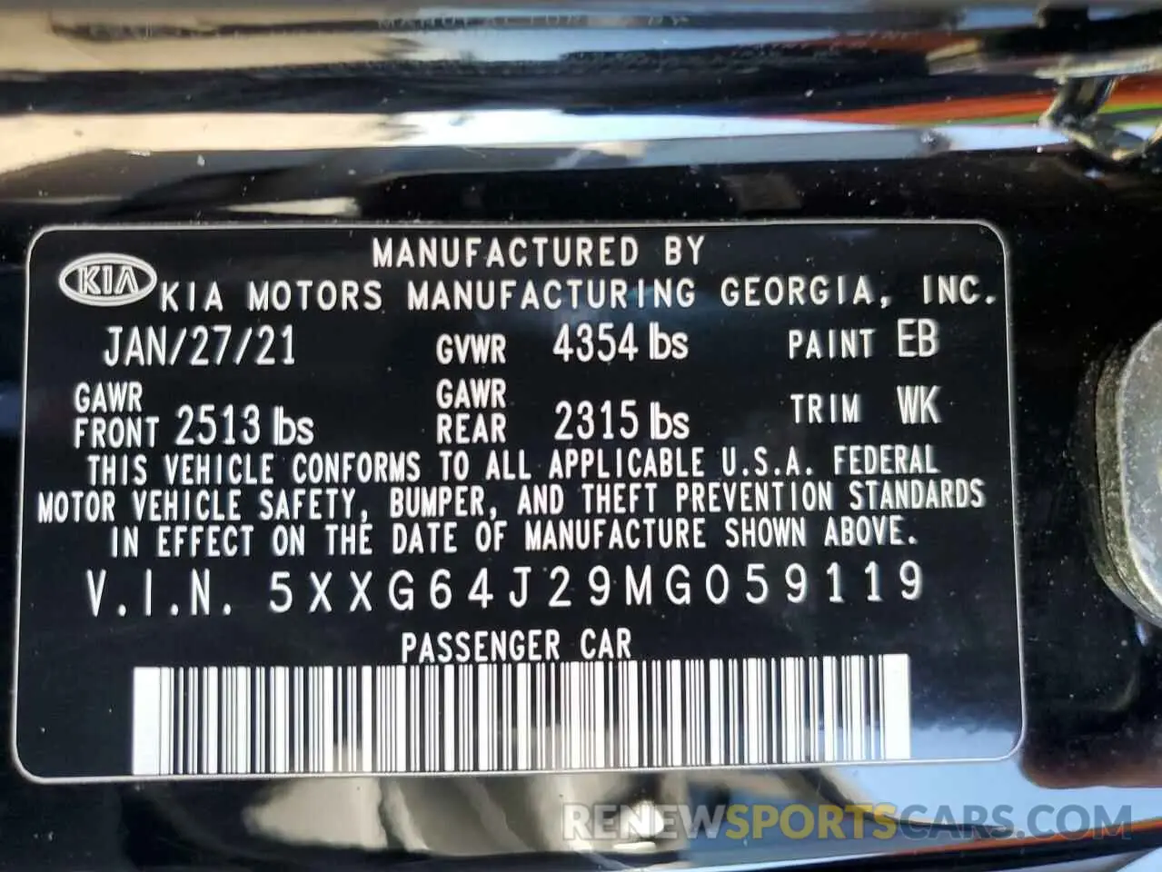 14 fotografías del automóvil dañado 5XXG64J29MG059119 KIA K5 2021