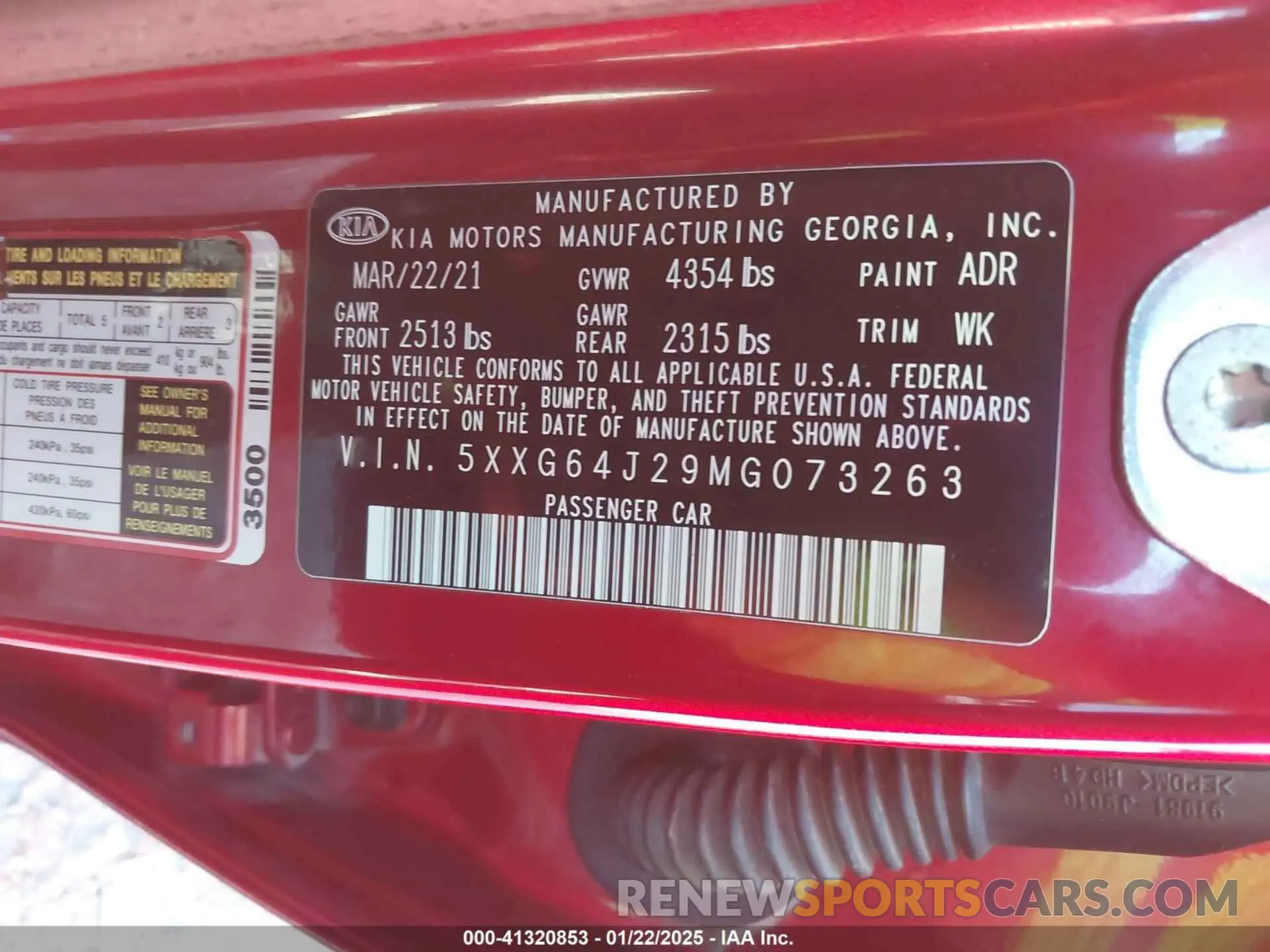 9 fotografías del automóvil dañado 5XXG64J29MG073263 KIA K5 2021