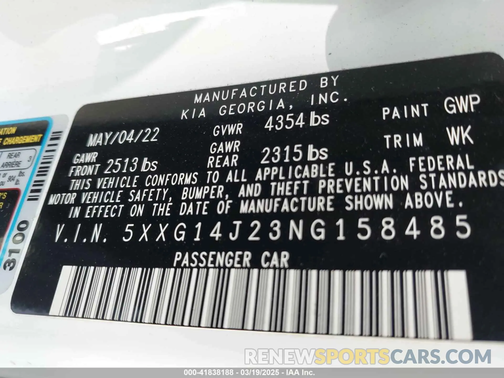 9 fotografías del automóvil dañado 5XXG14J23NG158485 KIA K5 2022