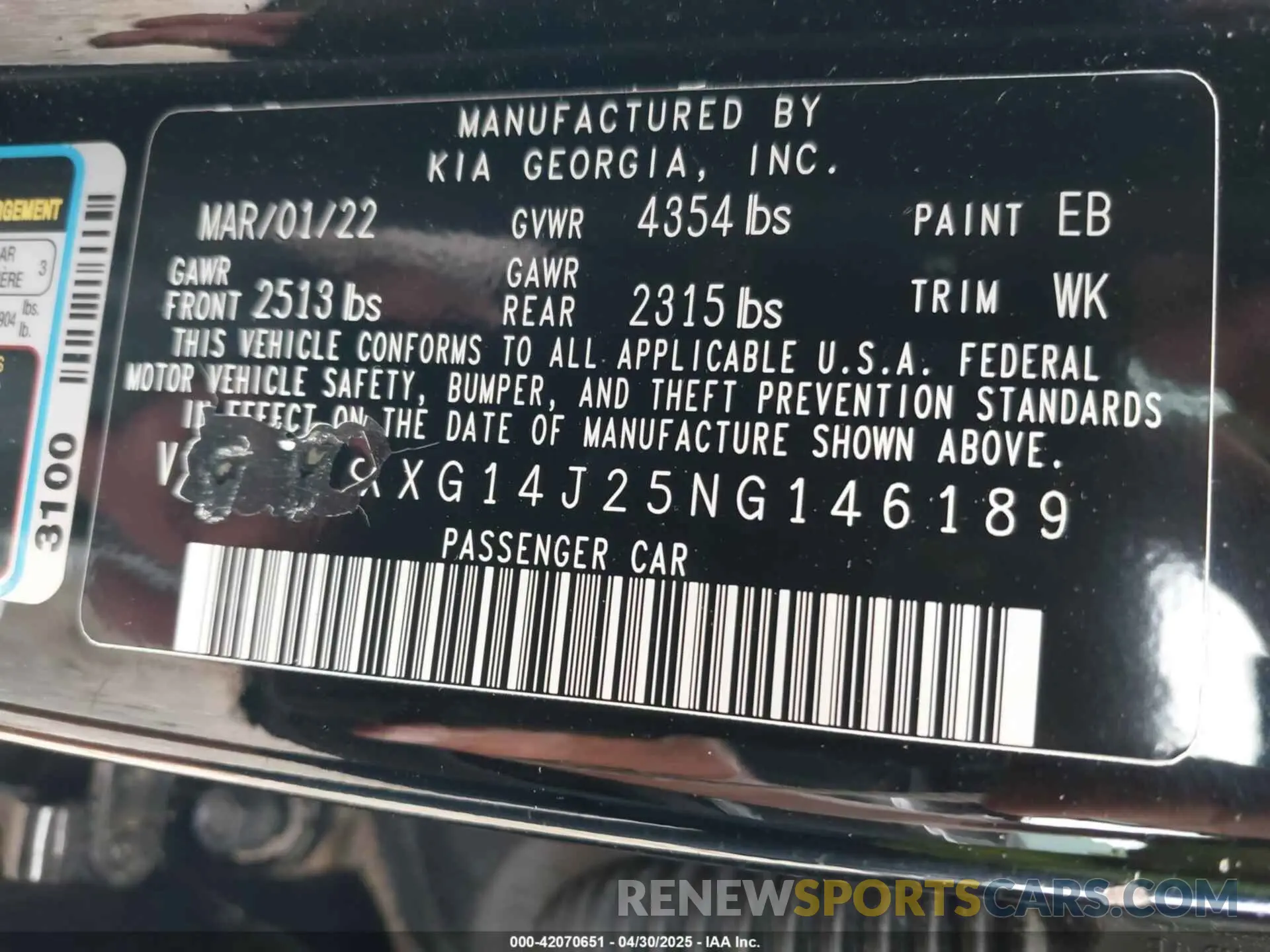 9 fotografías del automóvil dañado 5XXG14J25NG146189 KIA K5 2022