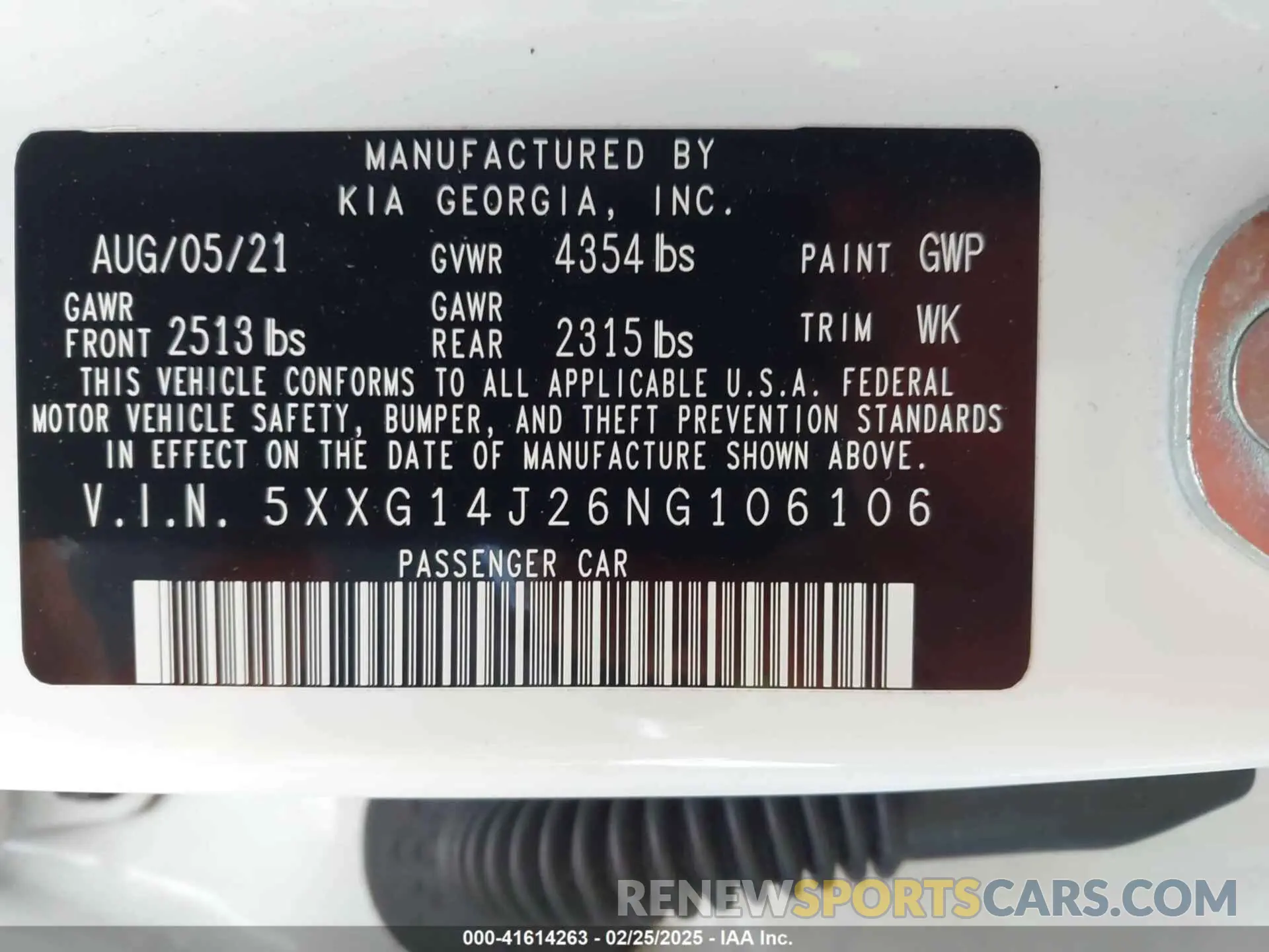 9 fotografías del automóvil dañado 5XXG14J26NG106106 KIA K5 2022