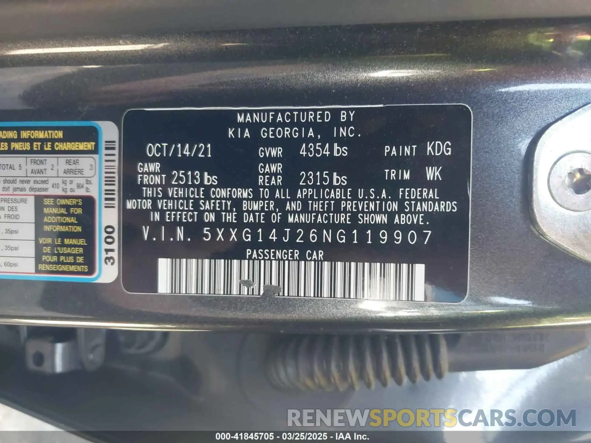 9 fotografías del automóvil dañado 5XXG14J26NG119907 KIA K5 2022