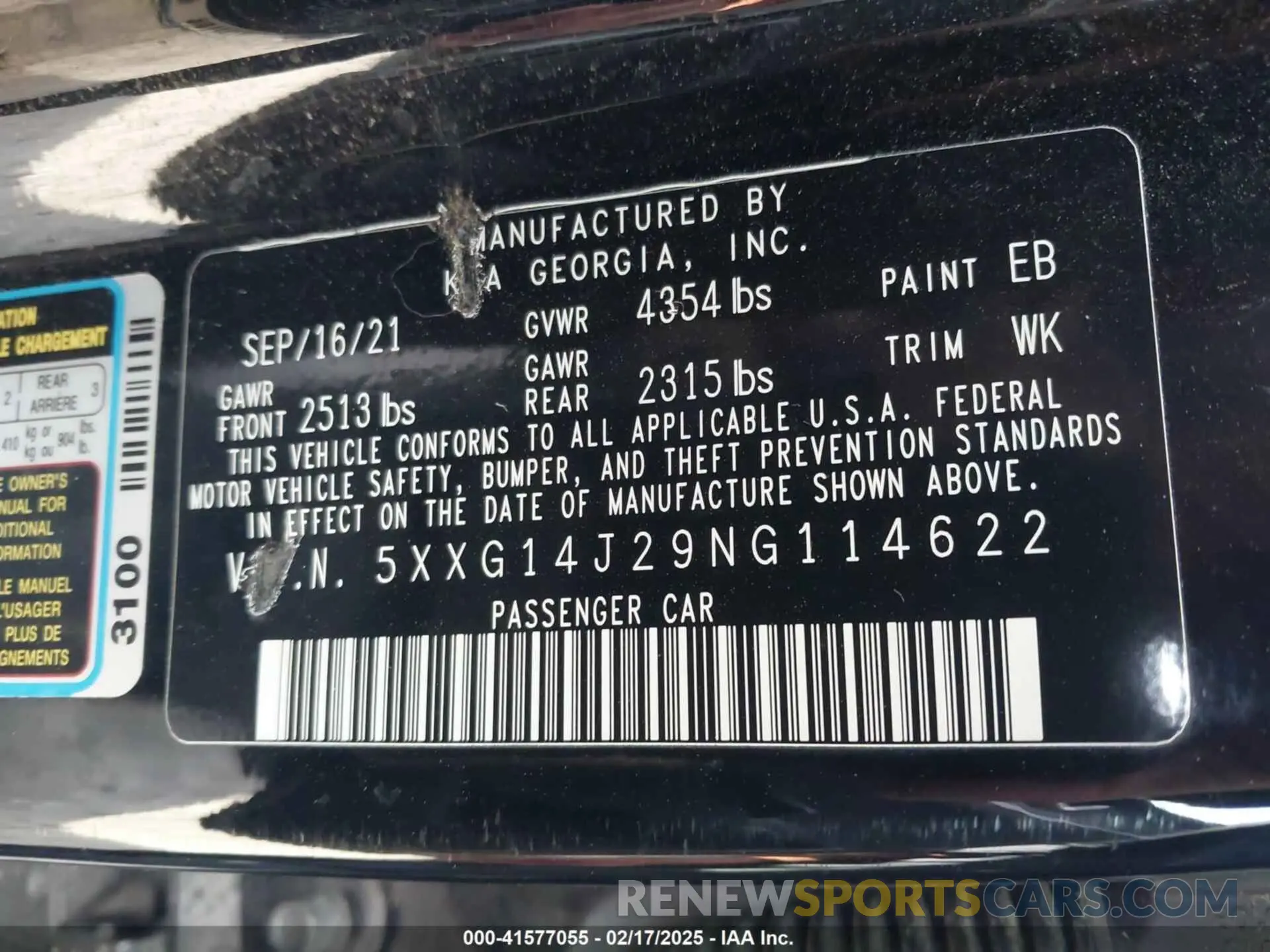 9 fotografías del automóvil dañado 5XXG14J29NG114622 KIA K5 2022