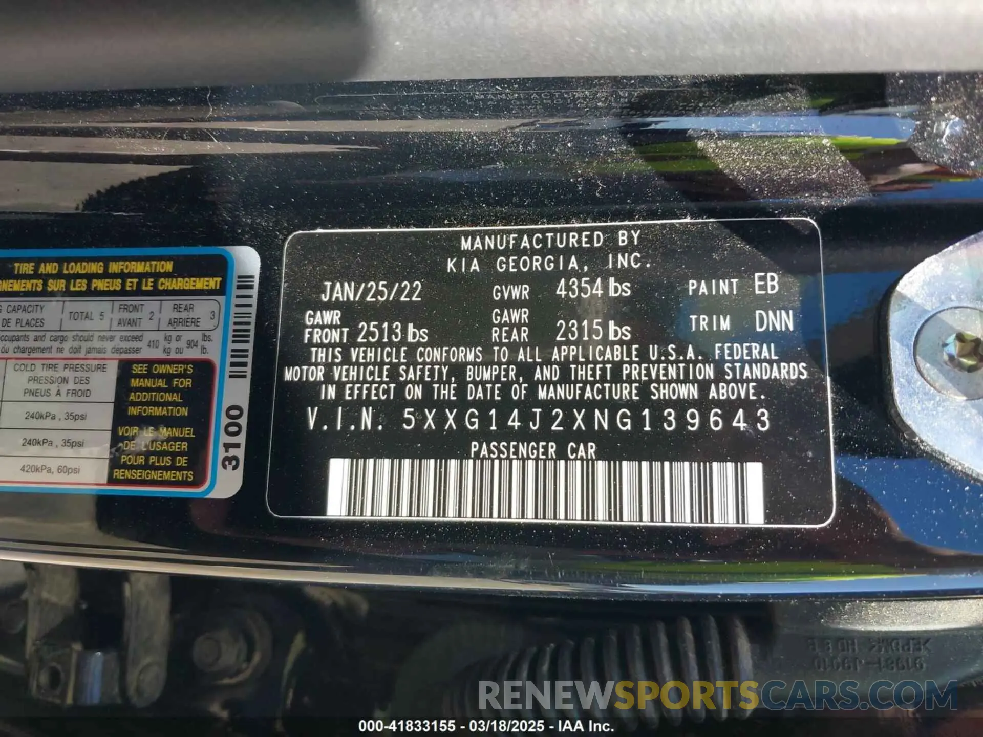 9 fotografías del automóvil dañado 5XXG14J2XNG139643 KIA K5 2022