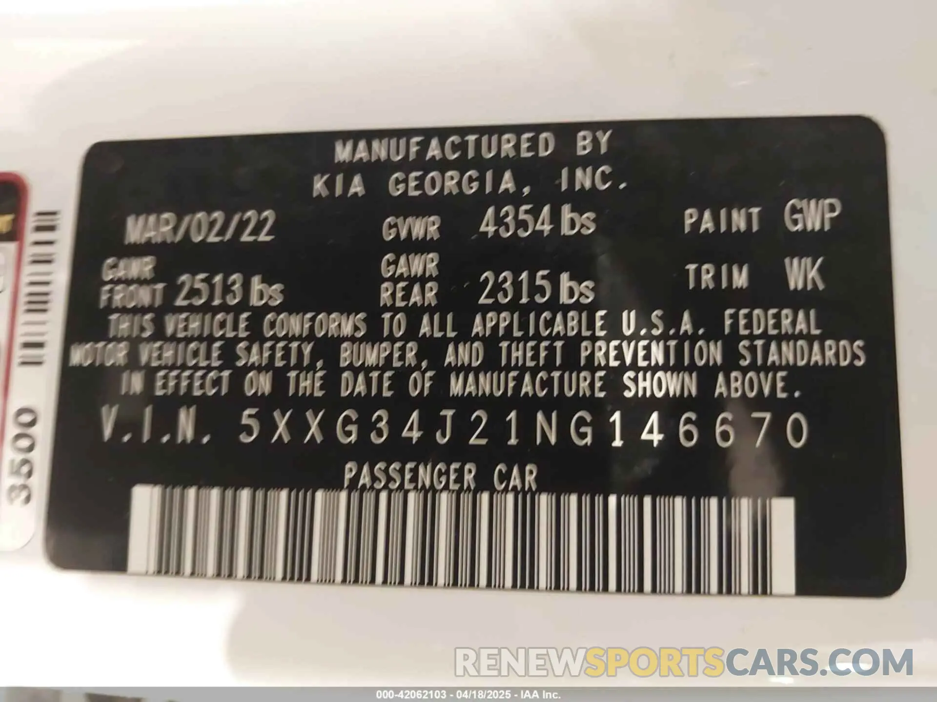9 fotografías del automóvil dañado 5XXG34J21NG146670 KIA K5 2022