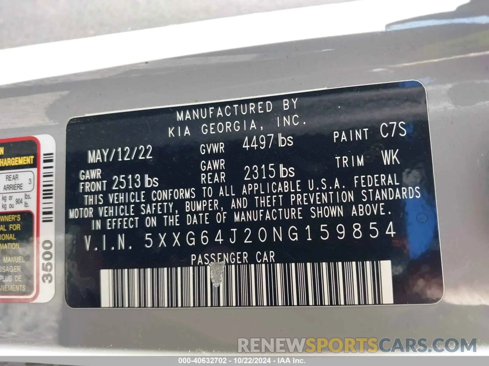 9 fotografías del automóvil dañado 5XXG64J20NG159854 KIA K5 2022