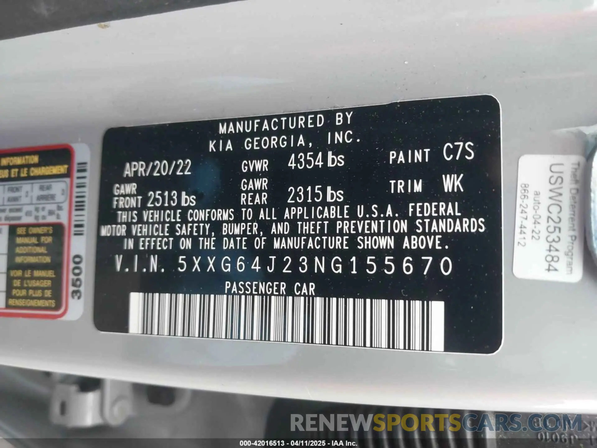 9 fotografías del automóvil dañado 5XXG64J23NG155670 KIA K5 2022