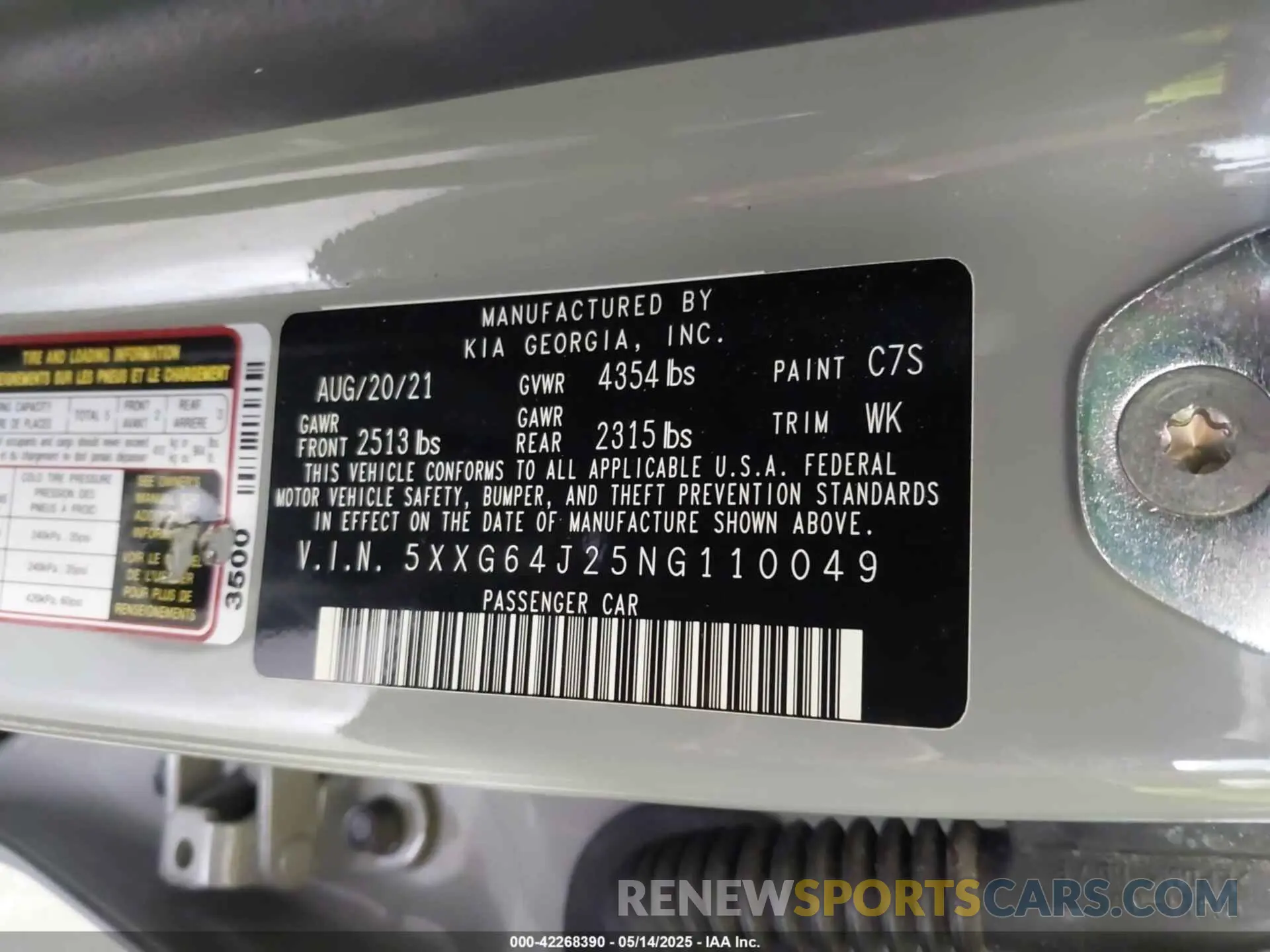 9 fotografías del automóvil dañado 5XXG64J25NG110049 KIA K5 2022