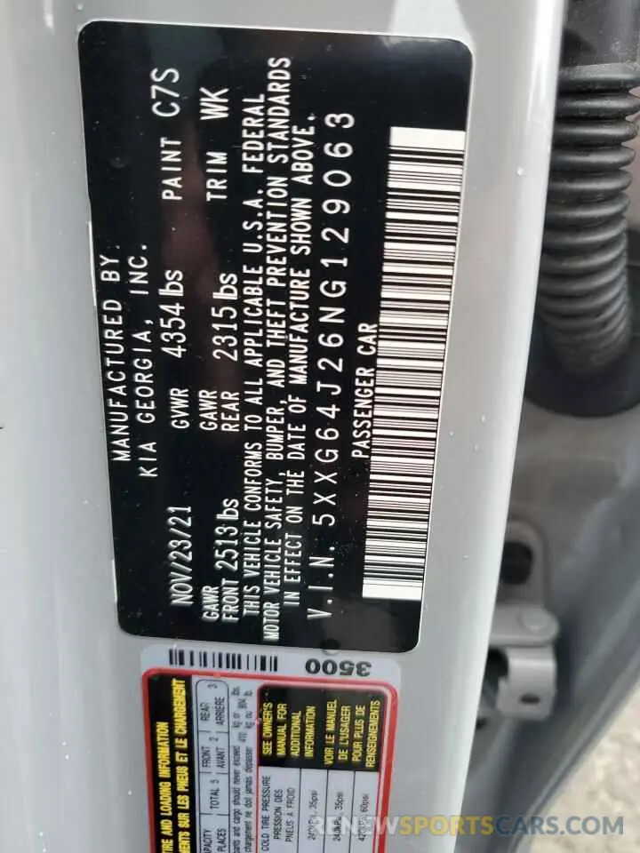12 fotografías del automóvil dañado 5XXG64J26NG129063 KIA K5 2022