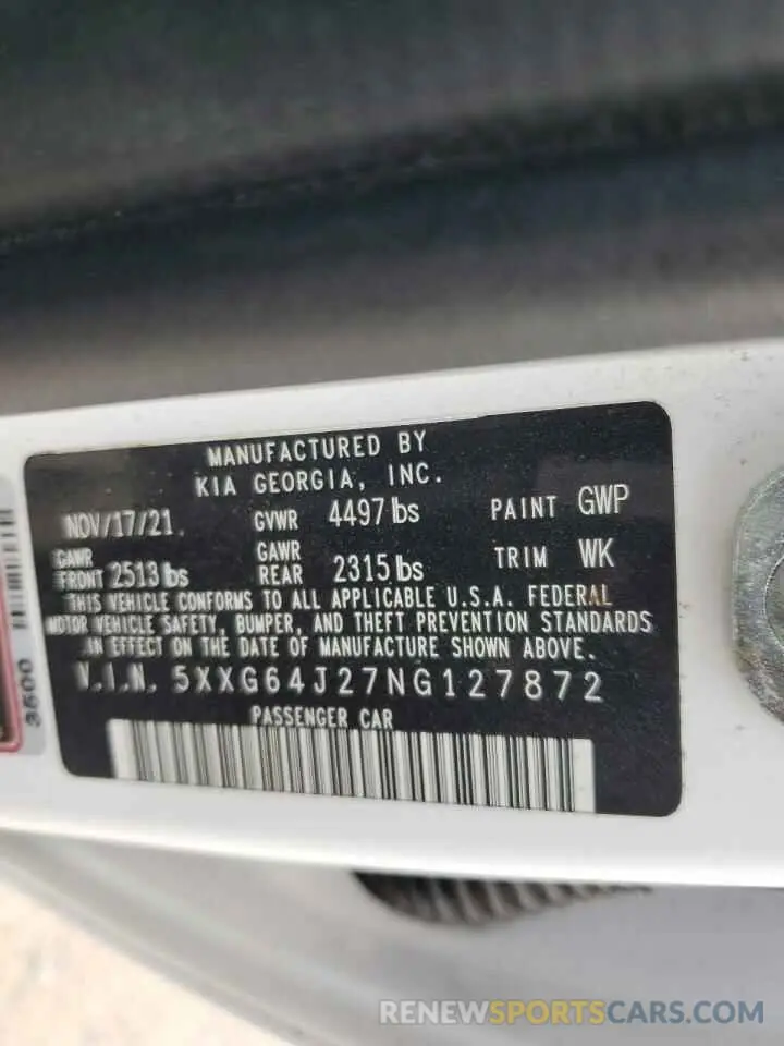 12 fotografías del automóvil dañado 5XXG64J27NG127872 KIA K5 2022
