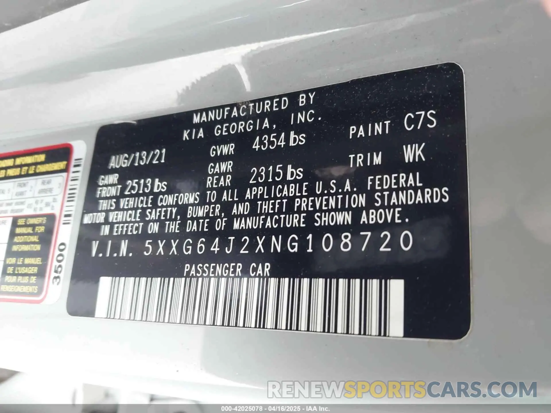 9 fotografías del automóvil dañado 5XXG64J2XNG108720 KIA K5 2022
