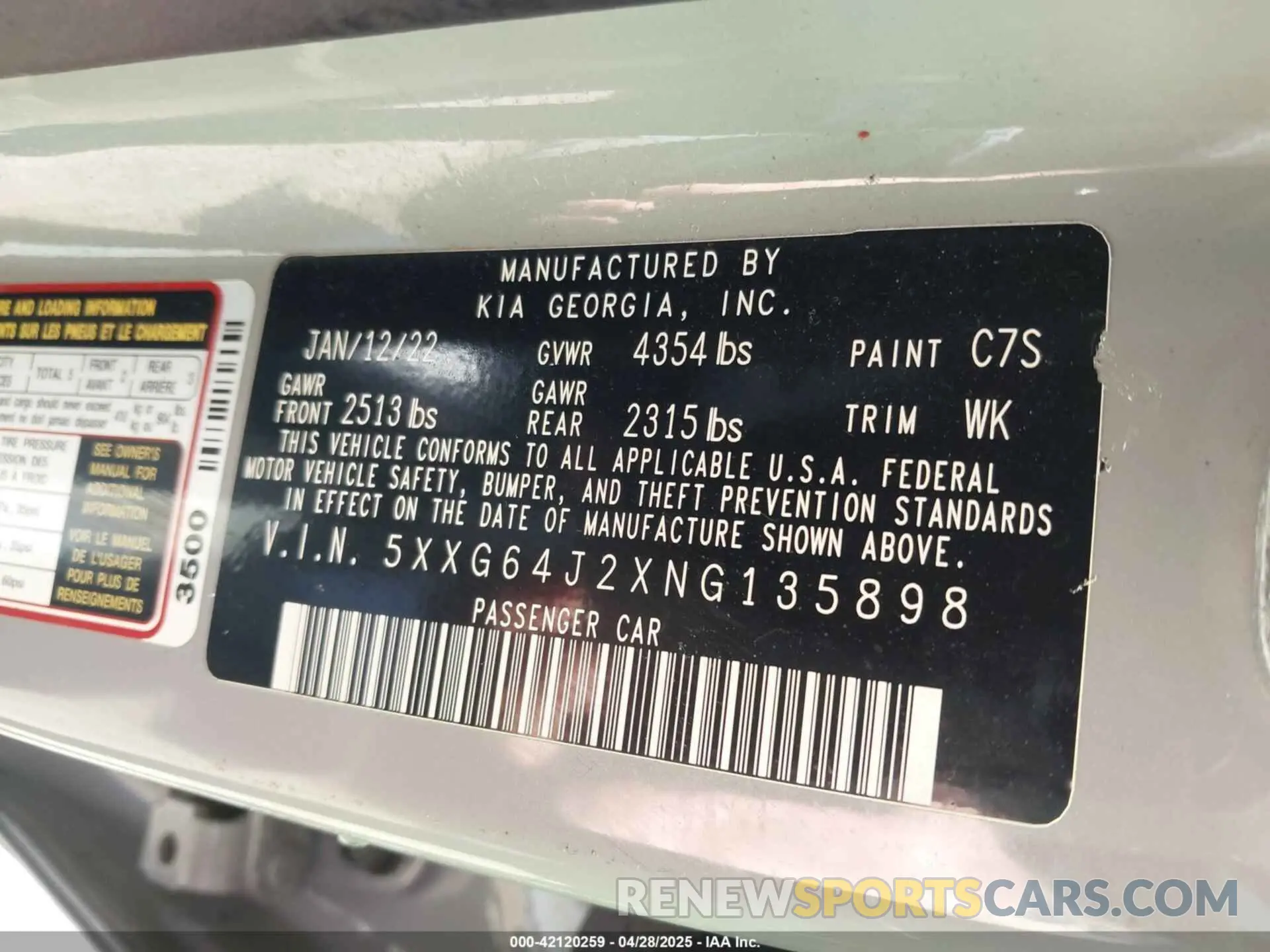 9 fotografías del automóvil dañado 5XXG64J2XNG135898 KIA K5 2022