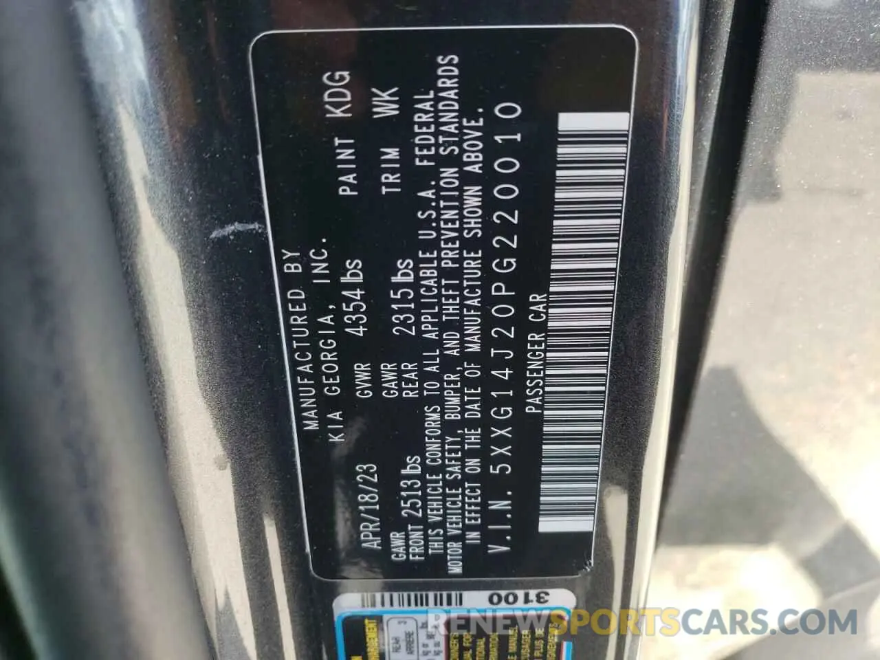 13 fotografías del automóvil dañado 5XXG14J20PG220010 KIA K5 2023