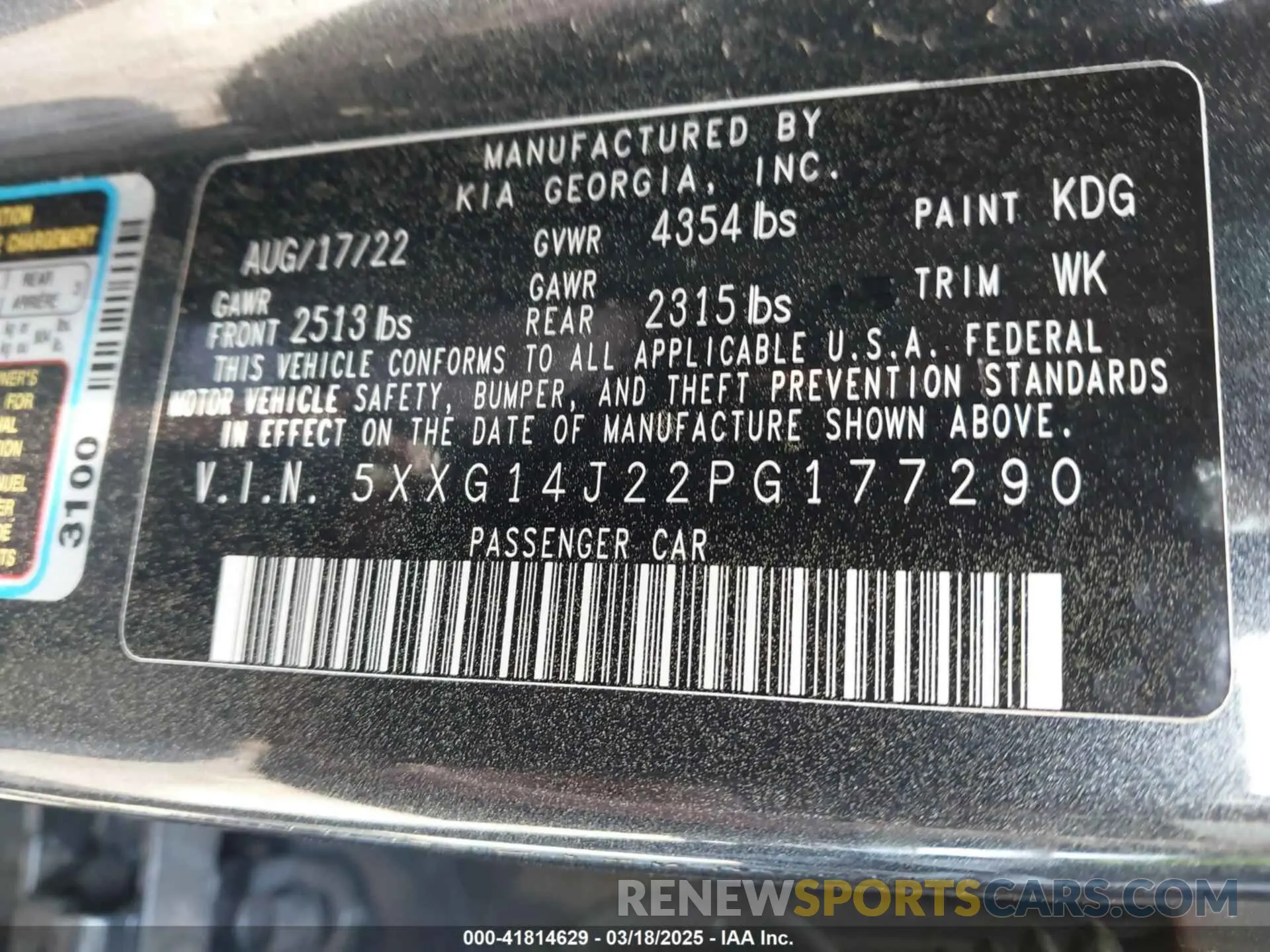 9 fotografías del automóvil dañado 5XXG14J22PG177290 KIA K5 2023