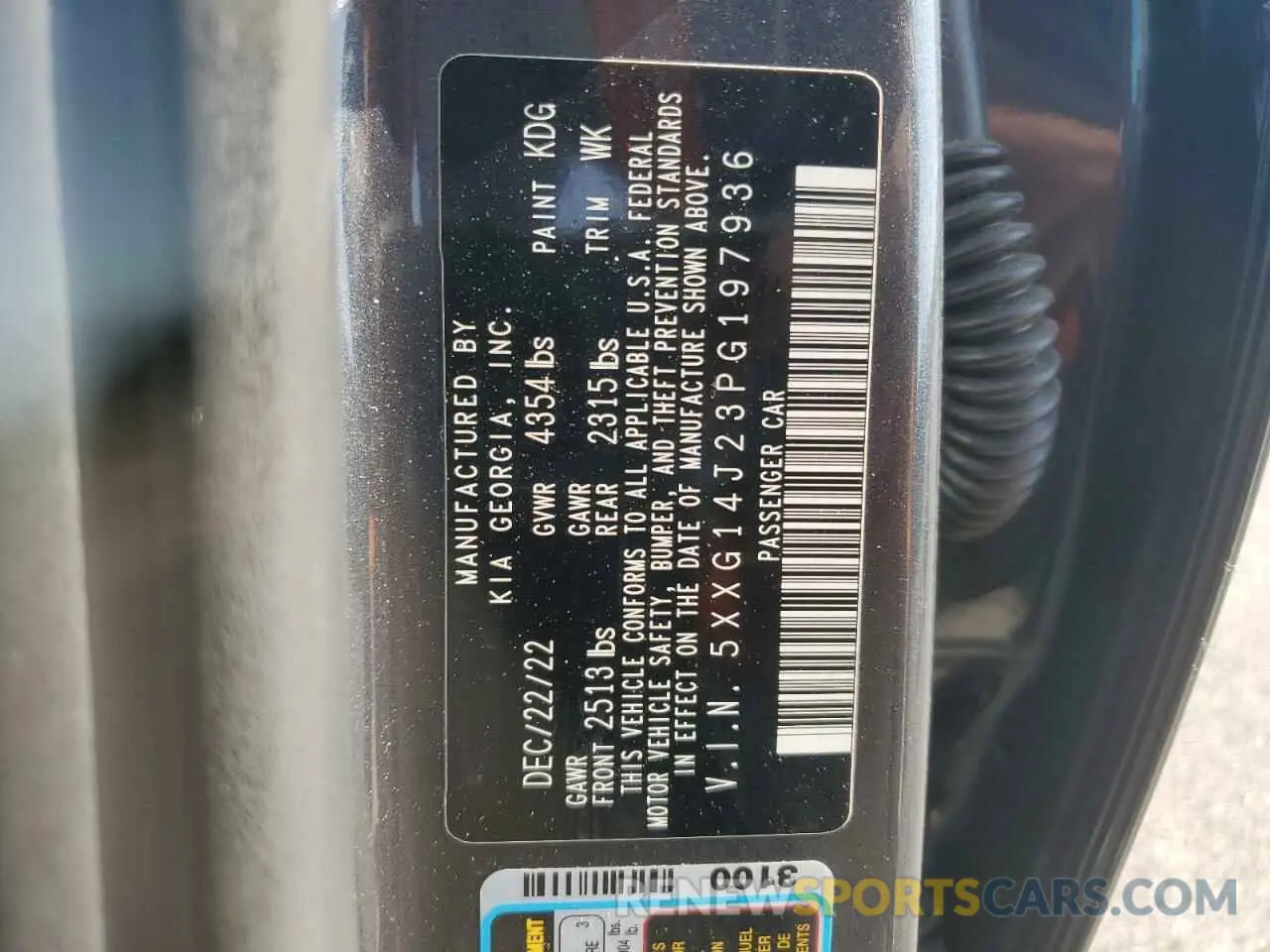 13 fotografías del automóvil dañado 5XXG14J23PG197936 KIA K5 2023