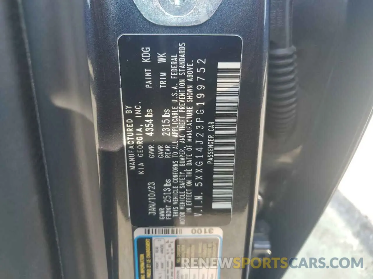 14 fotografías del automóvil dañado 5XXG14J23PG199752 KIA K5 2023