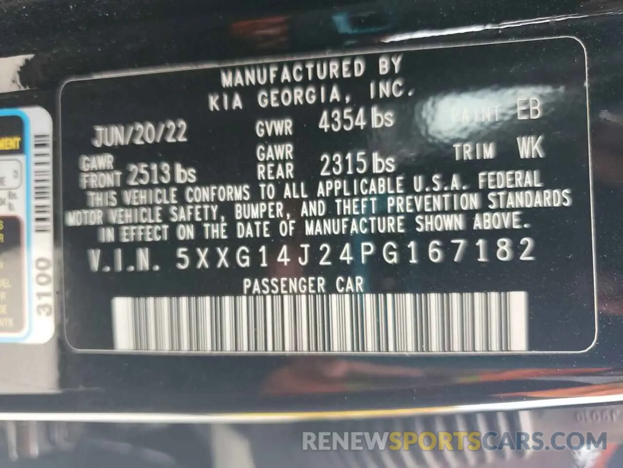 12 fotografías del automóvil dañado 5XXG14J24PG167182 KIA K5 2023