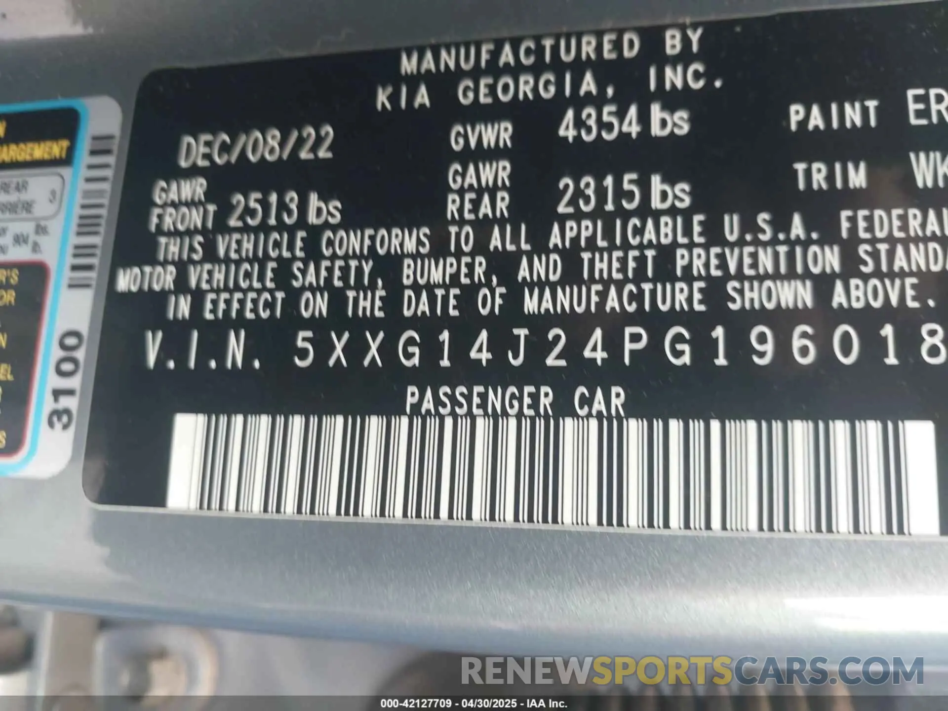 9 fotografías del automóvil dañado 5XXG14J24PG196018 KIA K5 2023