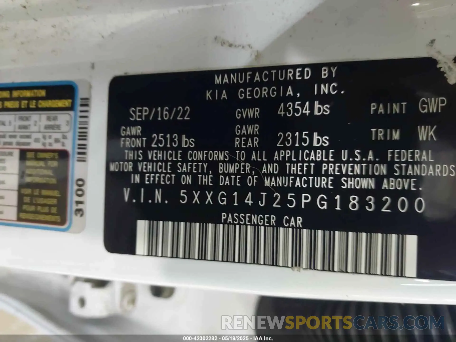 9 fotografías del automóvil dañado 5XXG14J25PG183200 KIA K5 2023