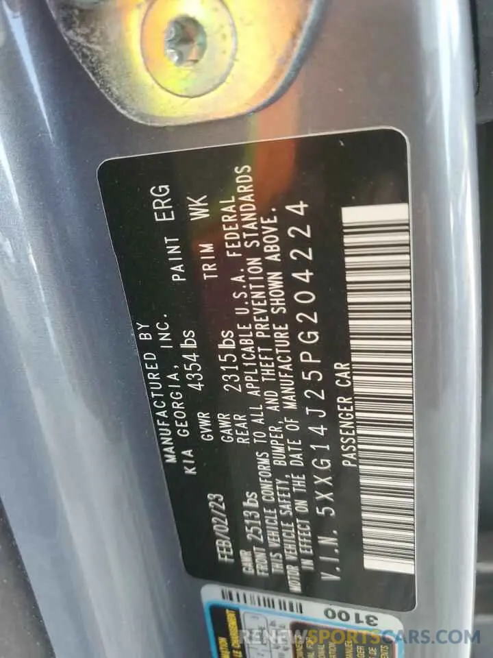 12 fotografías del automóvil dañado 5XXG14J25PG204224 KIA K5 2023