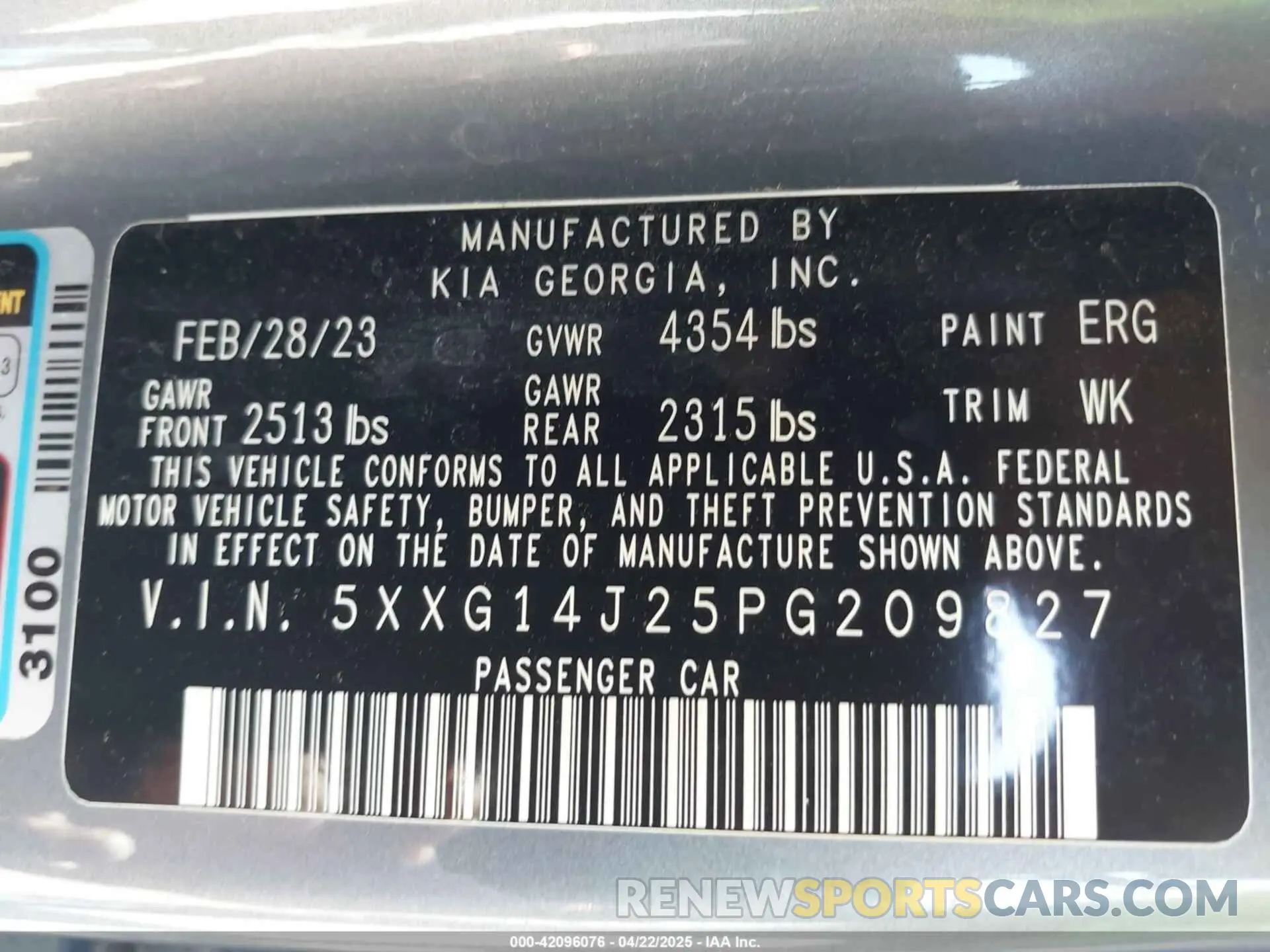 9 fotografías del automóvil dañado 5XXG14J25PG209827 KIA K5 2023