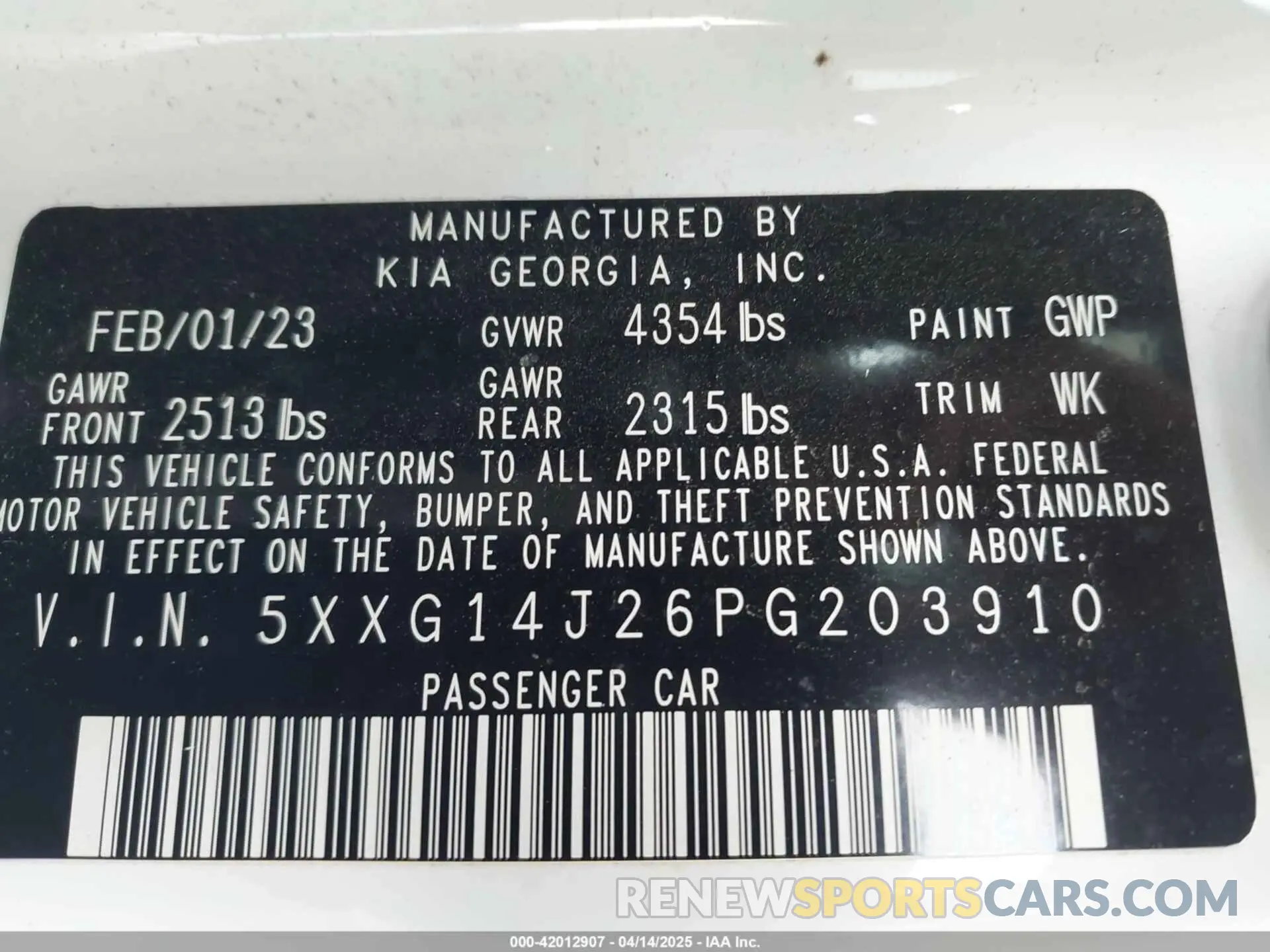 9 fotografías del automóvil dañado 5XXG14J26PG203910 KIA K5 2023