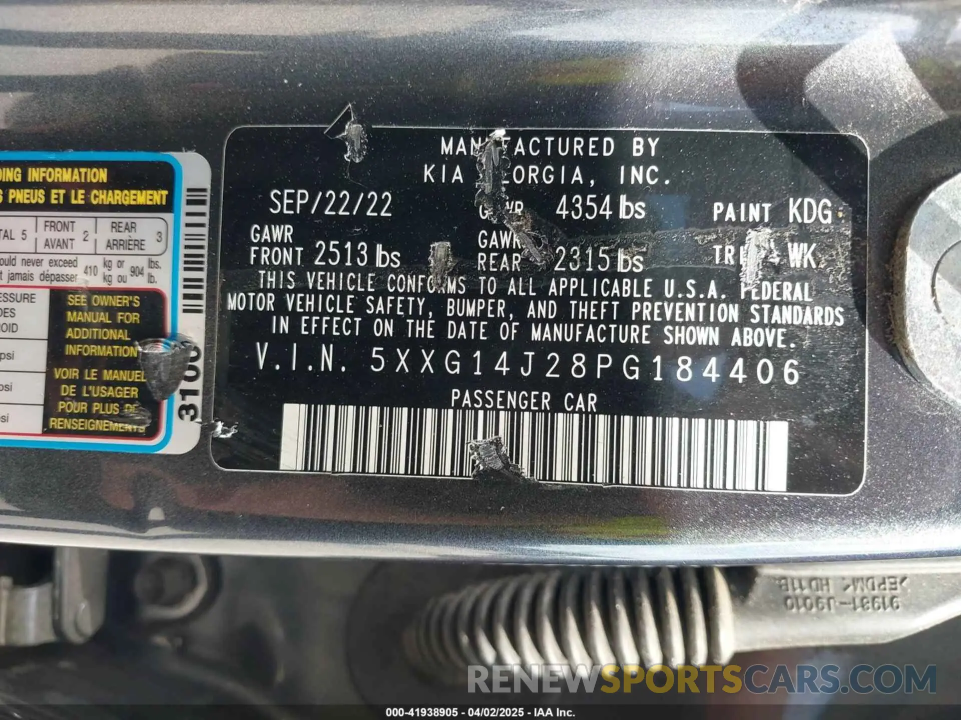 9 fotografías del automóvil dañado 5XXG14J28PG184406 KIA K5 2023