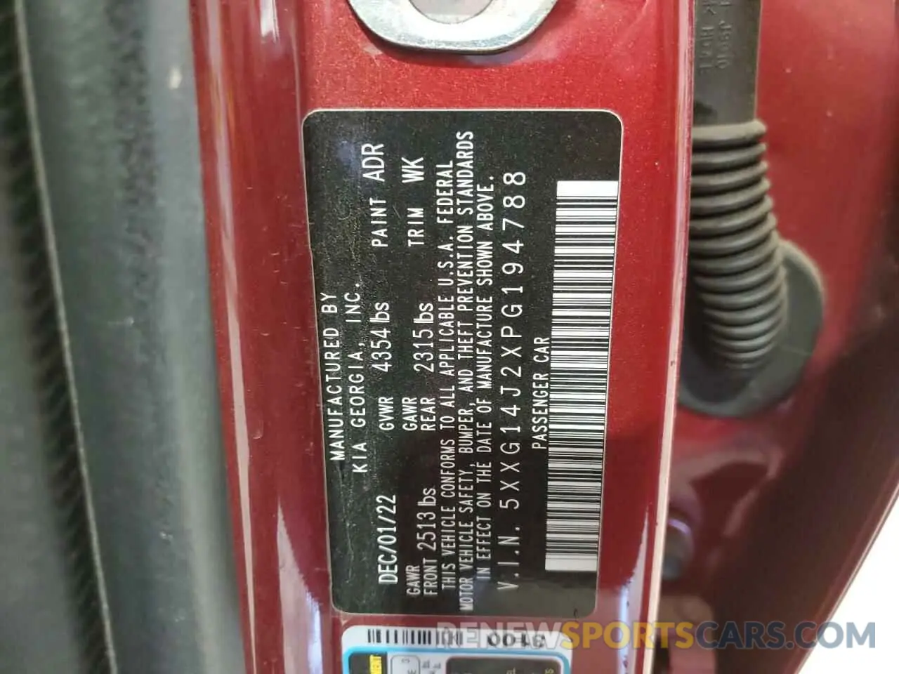 12 fotografías del automóvil dañado 5XXG14J2XPG194788 KIA K5 2023