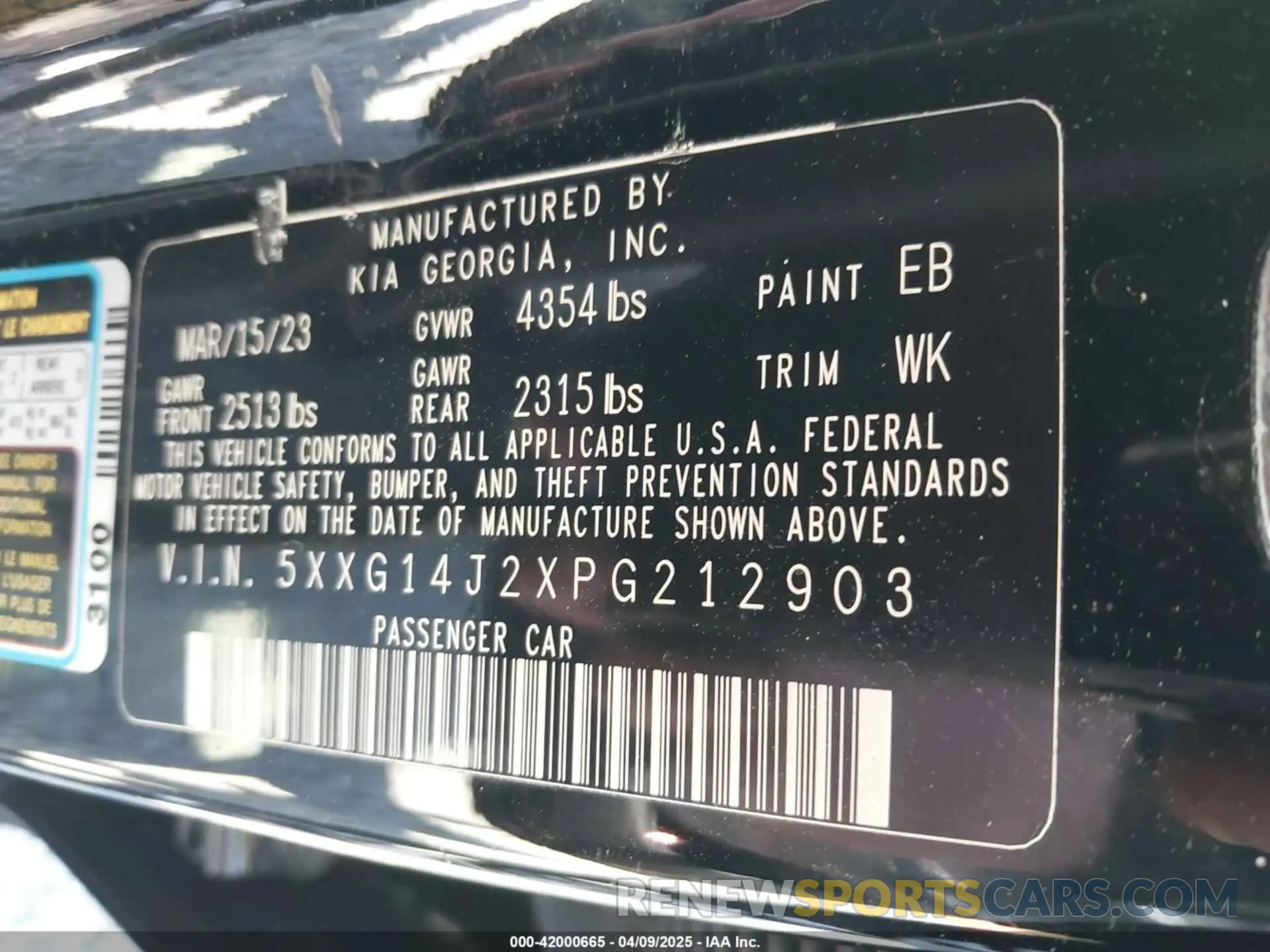 9 fotografías del automóvil dañado 5XXG14J2XPG212903 KIA K5 2023