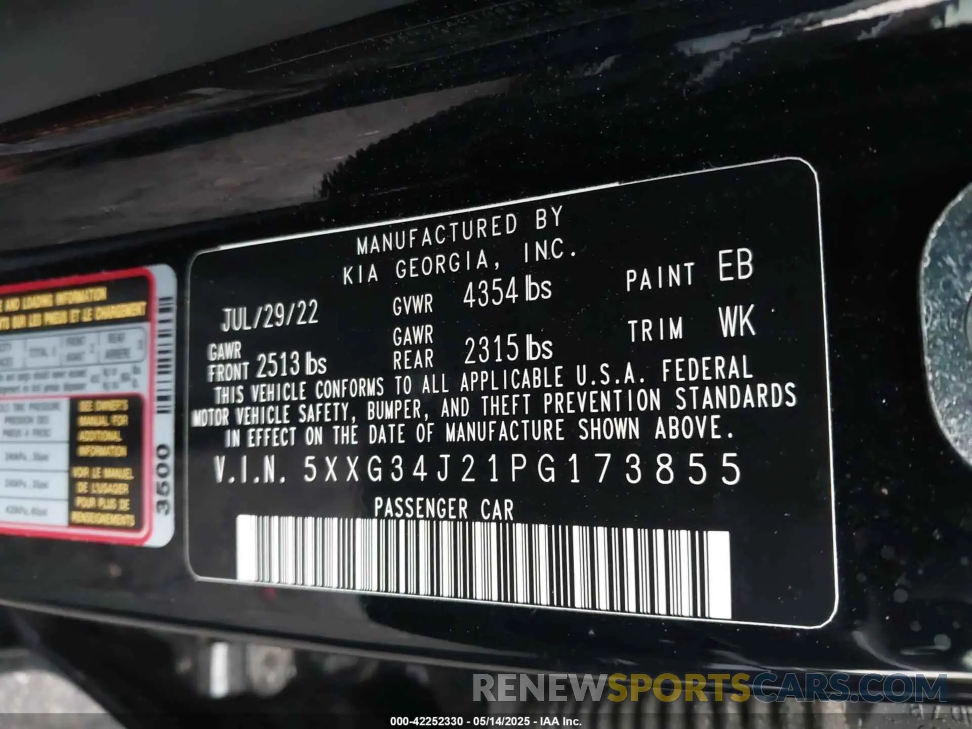 9 fotografías del automóvil dañado 5XXG34J21PG173855 KIA K5 2023