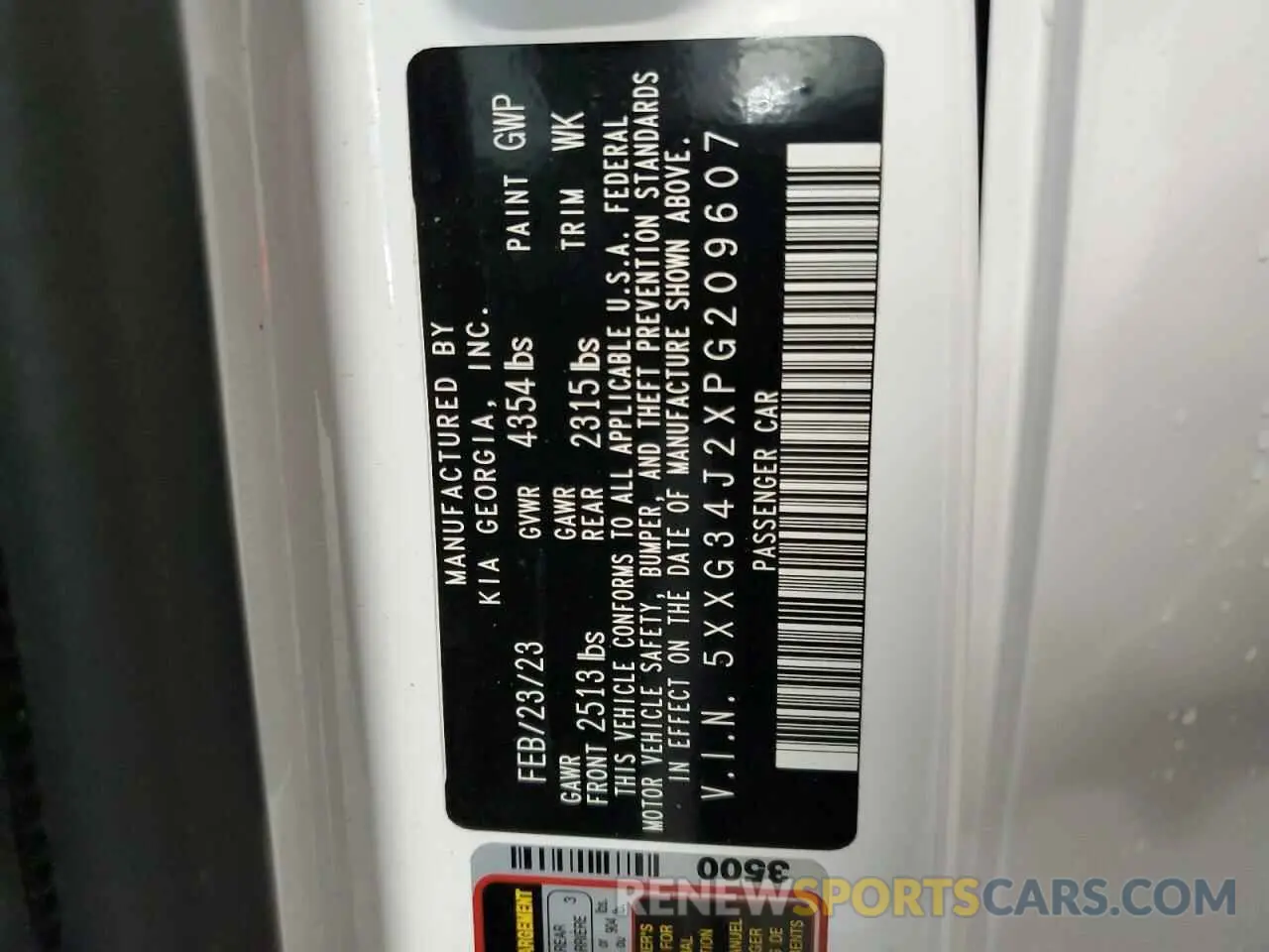 12 fotografías del automóvil dañado 5XXG34J2XPG209607 KIA K5 2023