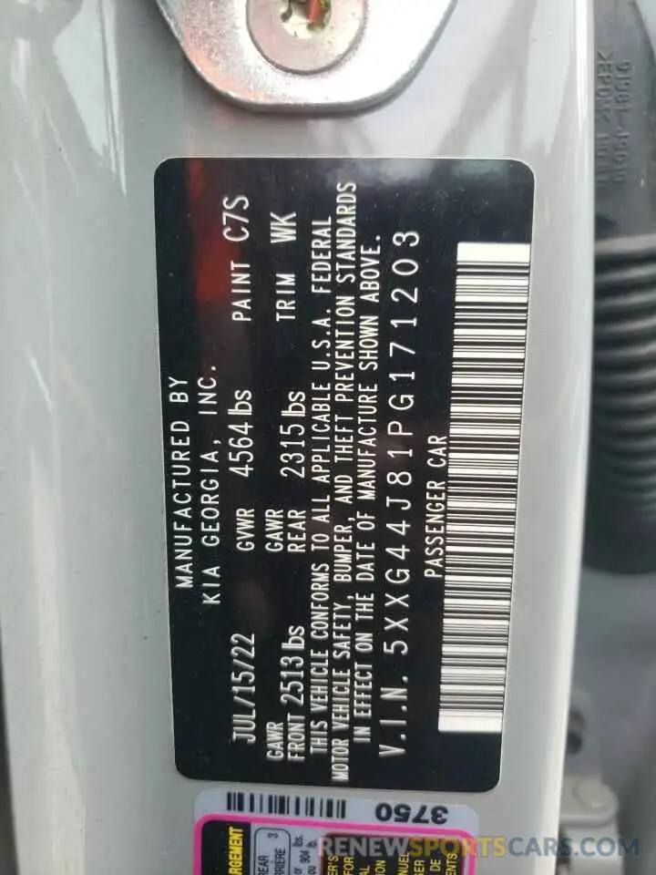 13 fotografías del automóvil dañado 5XXG44J81PG171203 KIA K5 2023