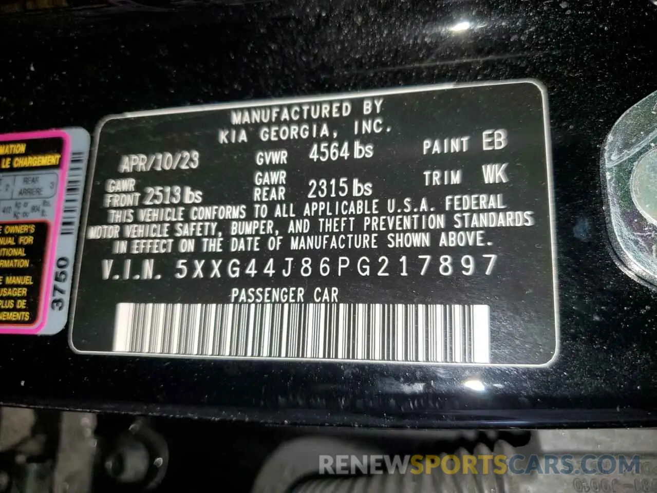 12 fotografías del automóvil dañado 5XXG44J86PG217897 KIA K5 2023