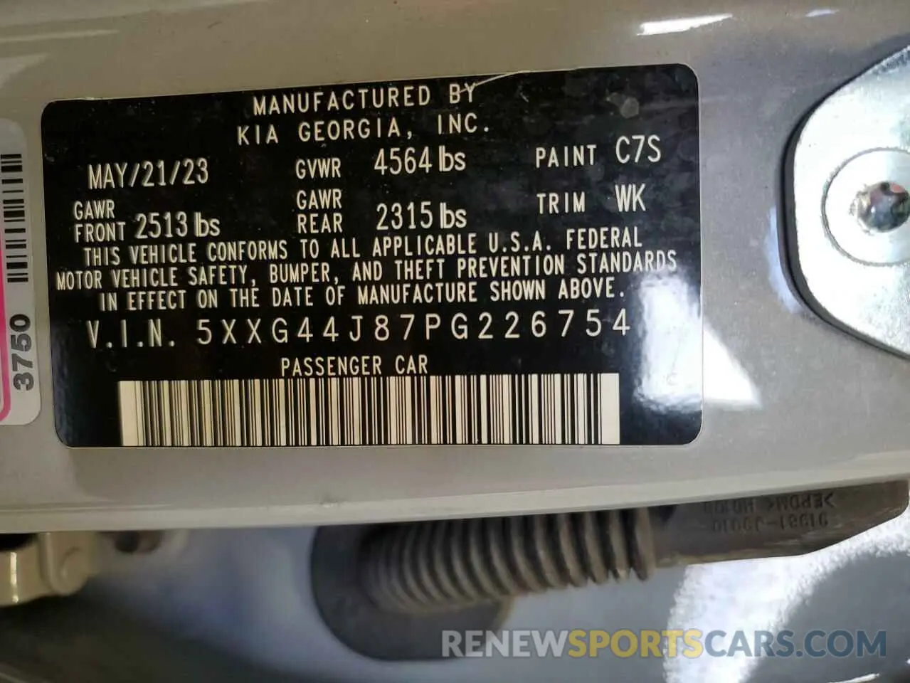 12 fotografías del automóvil dañado 5XXG44J87PG226754 KIA K5 2023