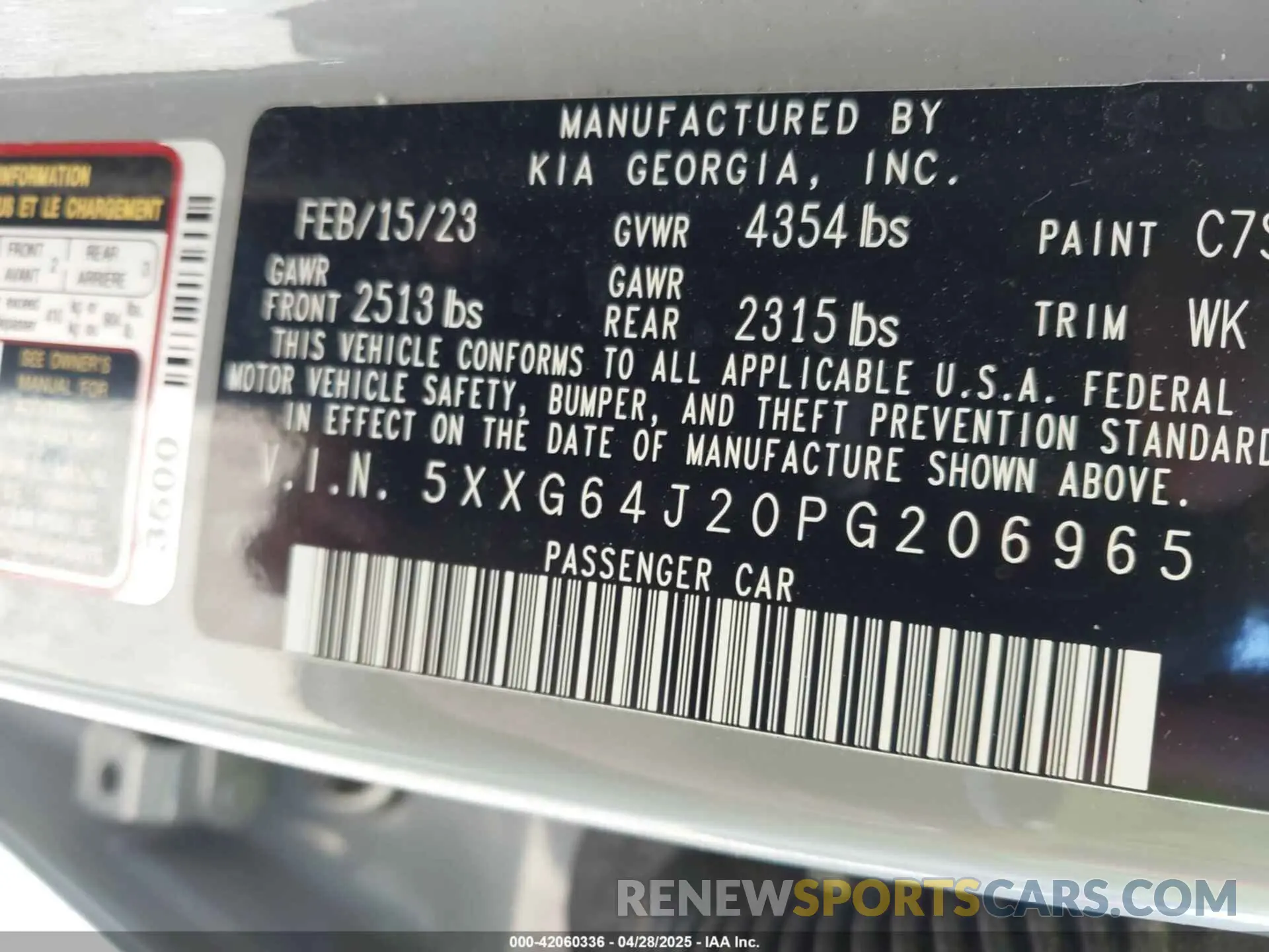 9 fotografías del automóvil dañado 5XXG64J20PG206965 KIA K5 2023
