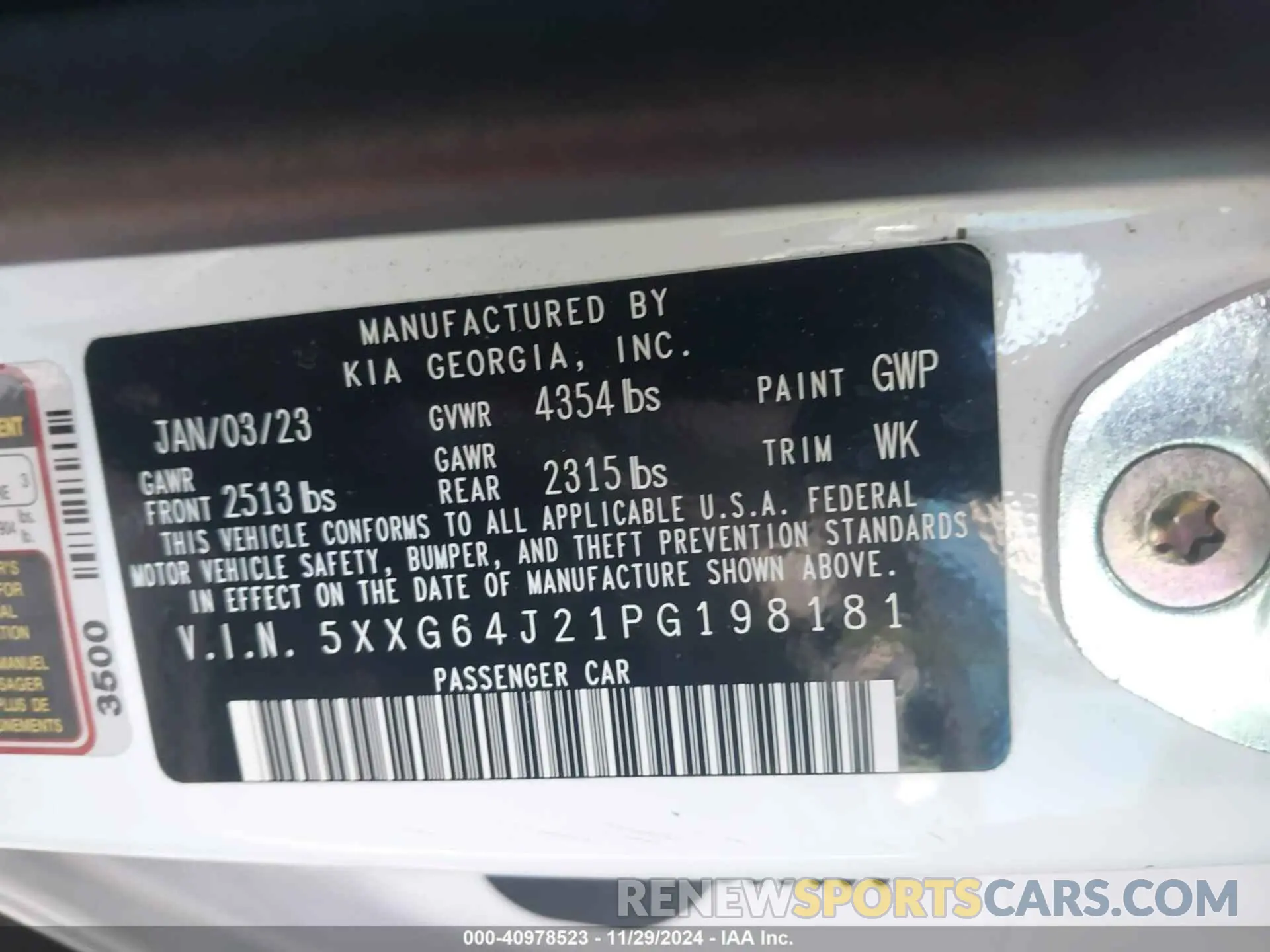 9 fotografías del automóvil dañado 5XXG64J21PG198181 KIA K5 2023