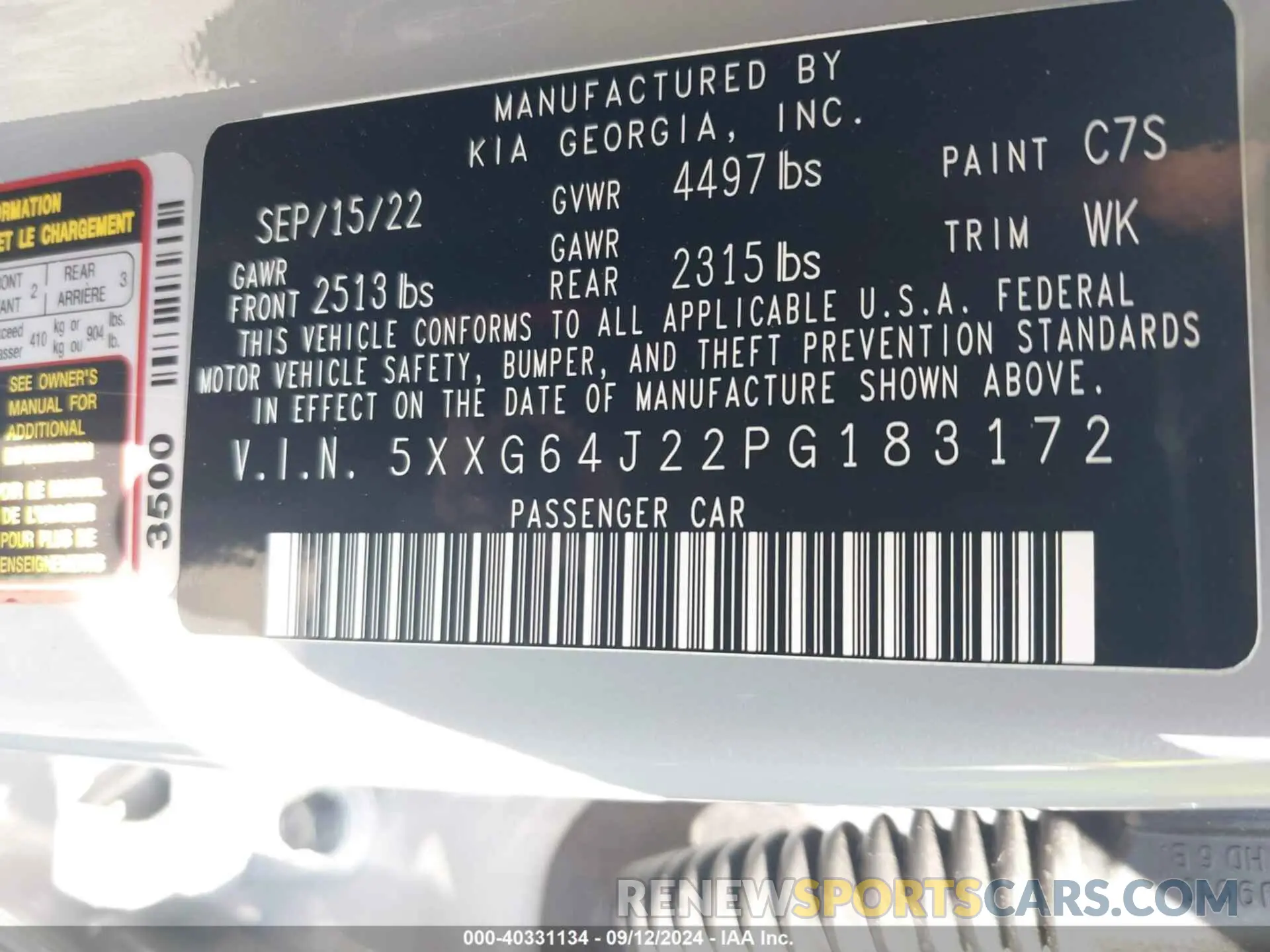 9 fotografías del automóvil dañado 5XXG64J22PG183172 KIA K5 2023