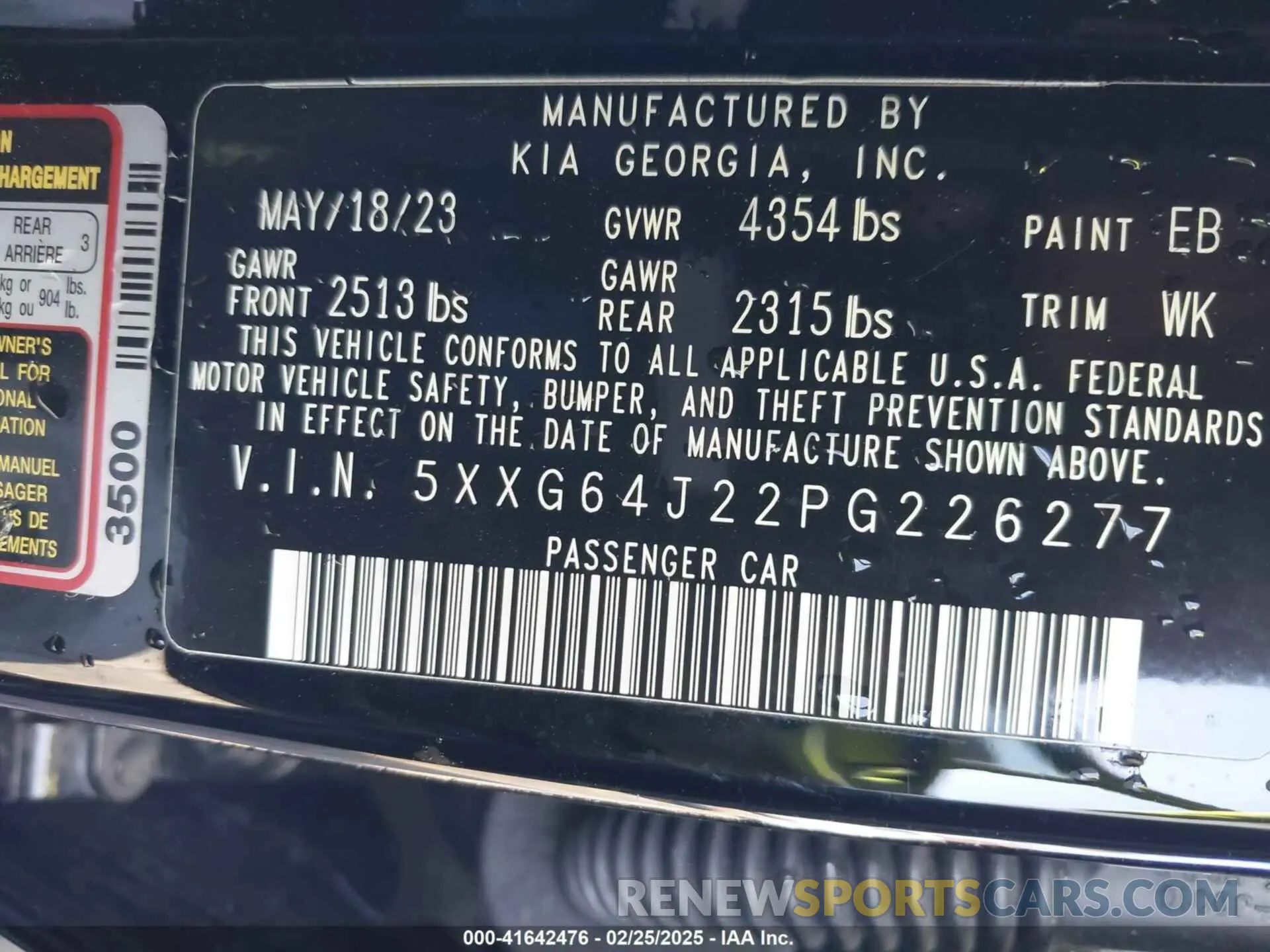 9 fotografías del automóvil dañado 5XXG64J22PG226277 KIA K5 2023