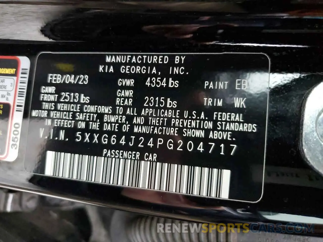 12 fotografías del automóvil dañado 5XXG64J24PG204717 KIA K5 2023