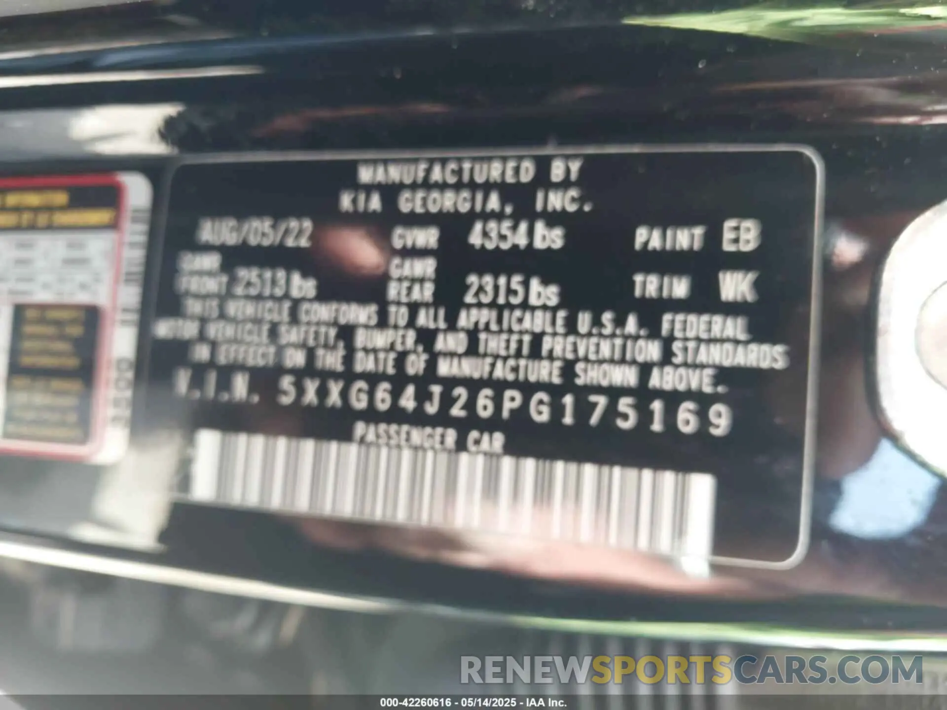 9 fotografías del automóvil dañado 5XXG64J26PG175169 KIA K5 2023