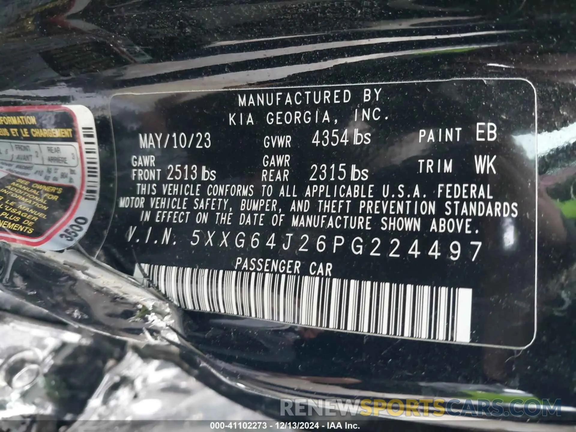 9 fotografías del automóvil dañado 5XXG64J26PG224497 KIA K5 2023