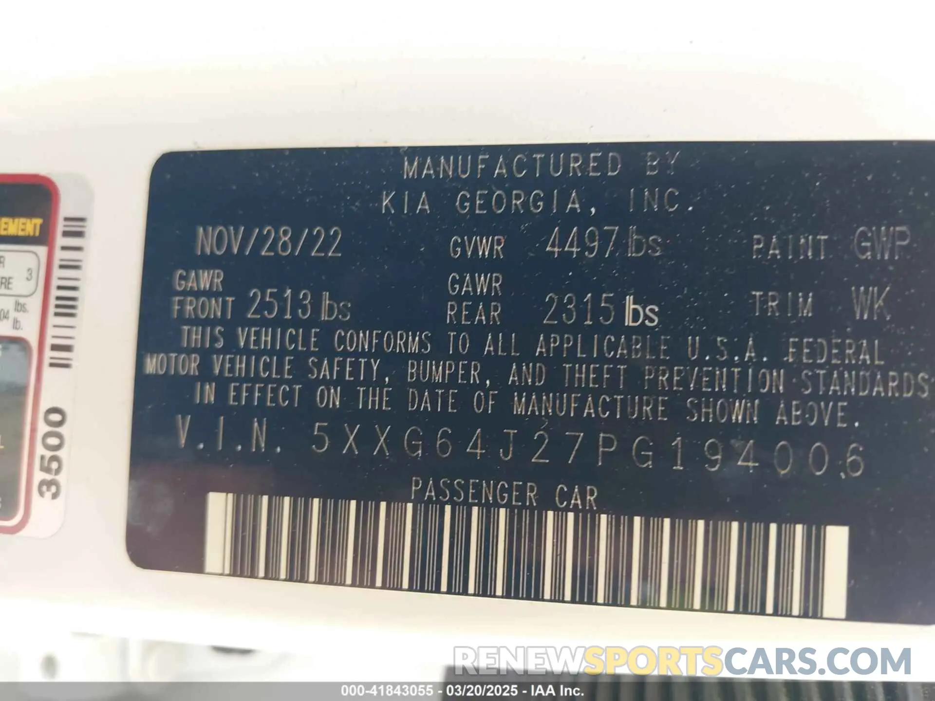 9 fotografías del automóvil dañado 5XXG64J27PG194006 KIA K5 2023