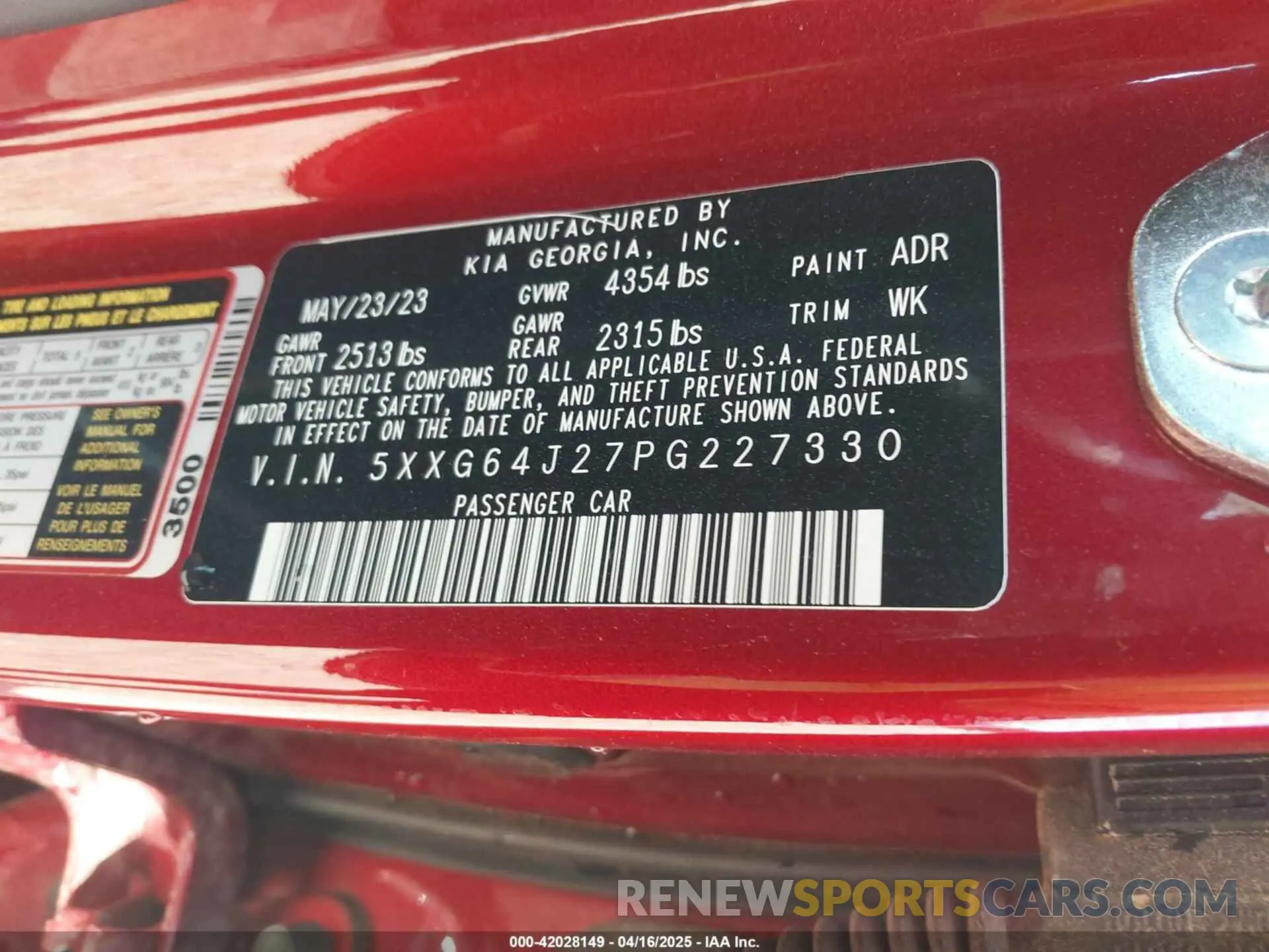 9 fotografías del automóvil dañado 5XXG64J27PG227330 KIA K5 2023