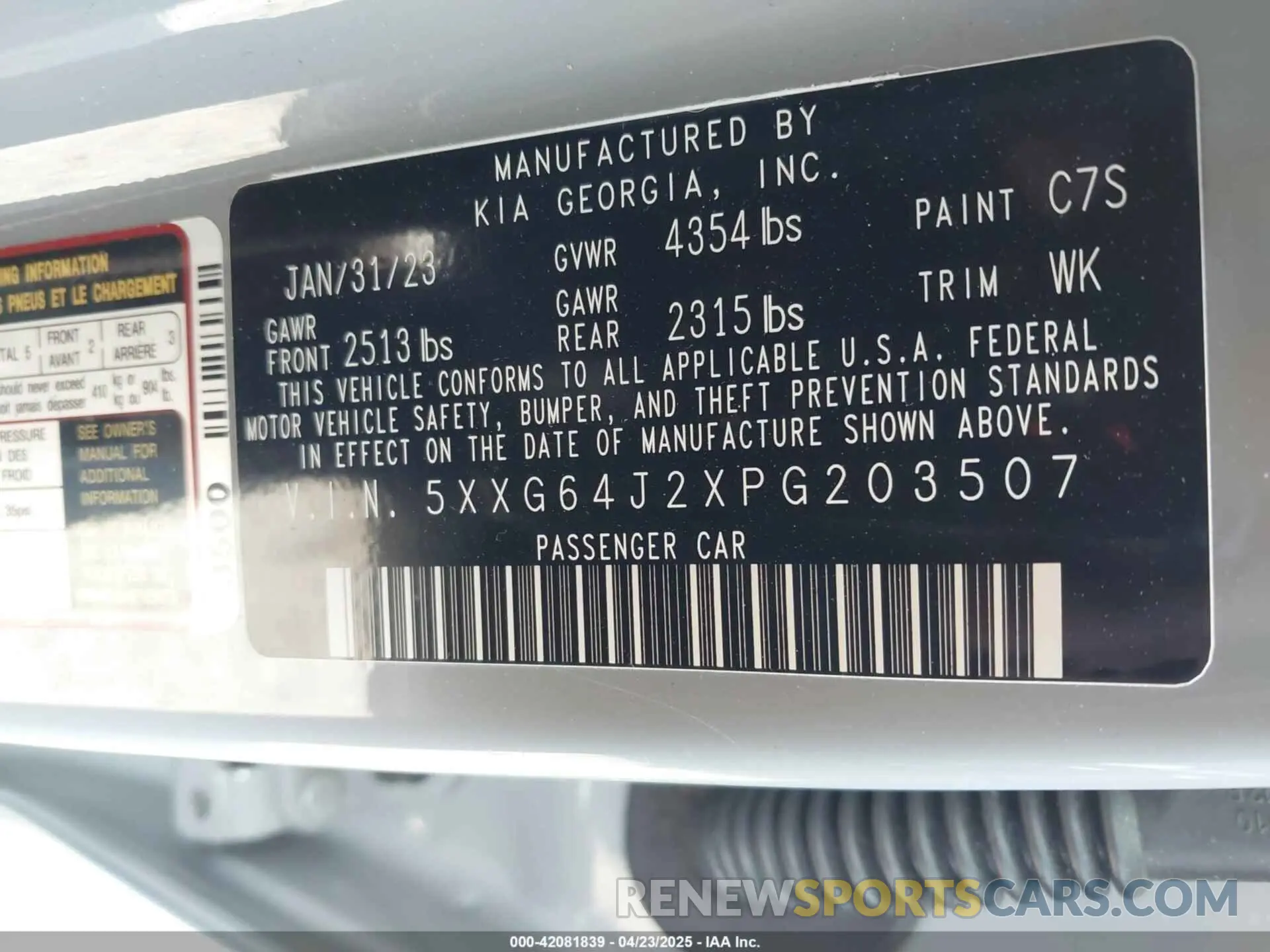 9 fotografías del automóvil dañado 5XXG64J2XPG203507 KIA K5 2023