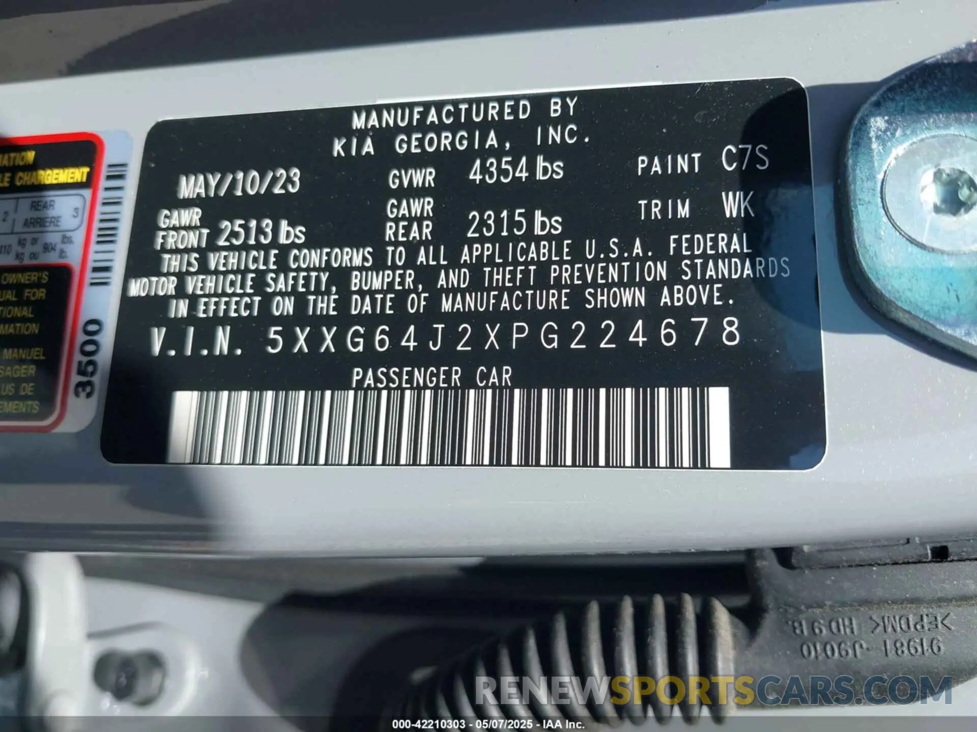 9 fotografías del automóvil dañado 5XXG64J2XPG224678 KIA K5 2023