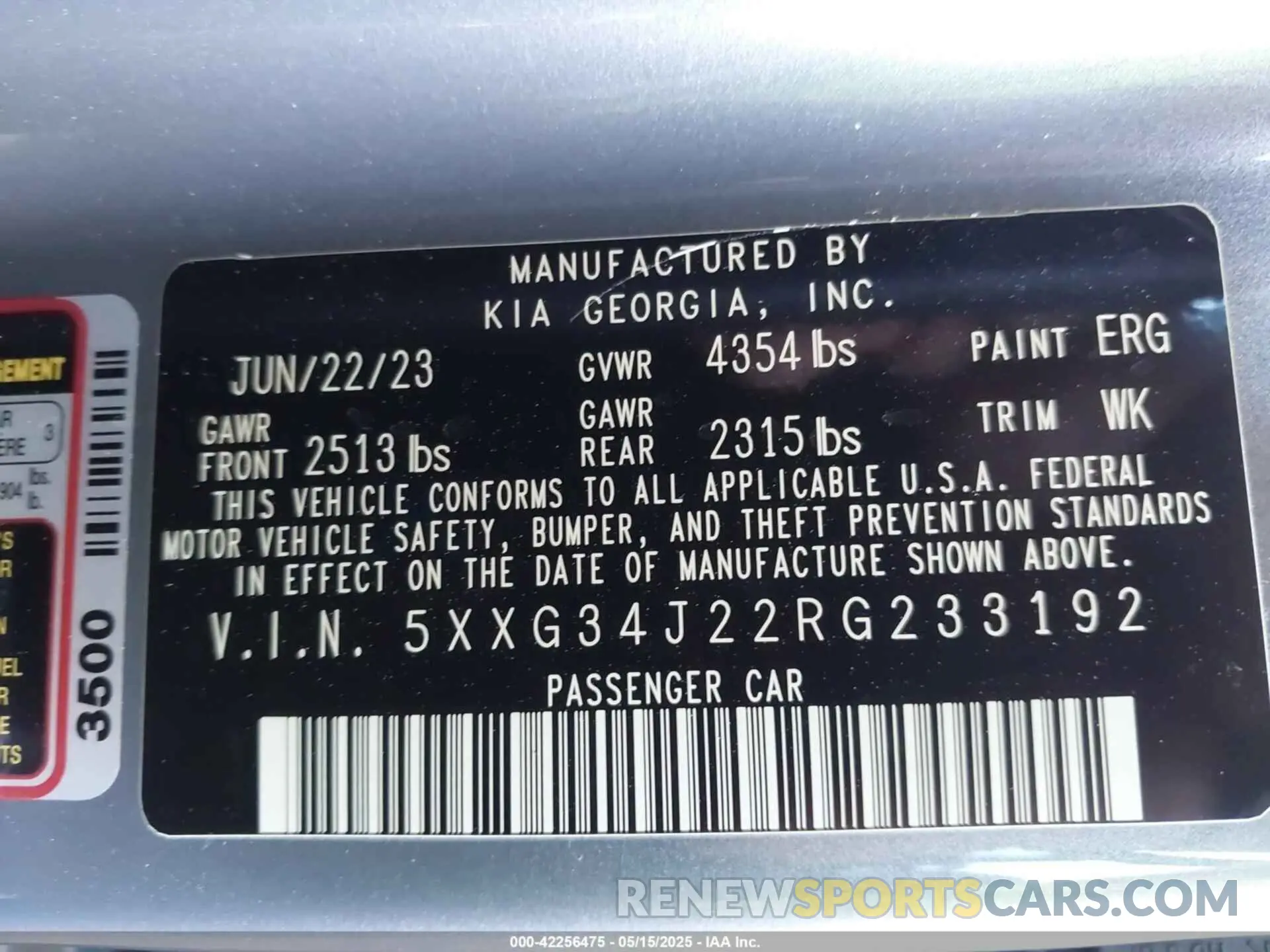 9 fotografías del automóvil dañado 5XXG34J22RG233192 KIA K5 2024