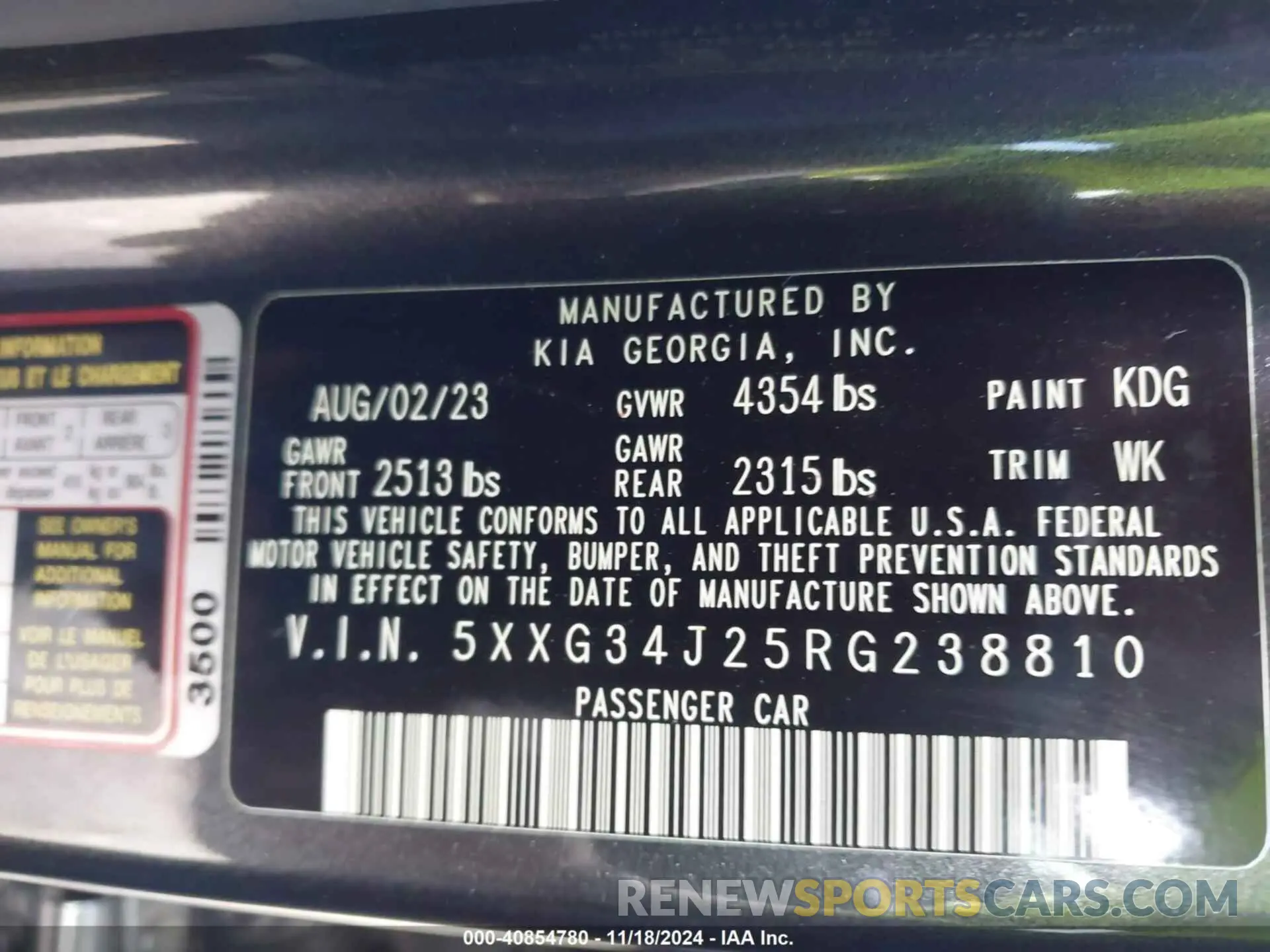 9 fotografías del automóvil dañado 5XXG34J25RG238810 KIA K5 2024