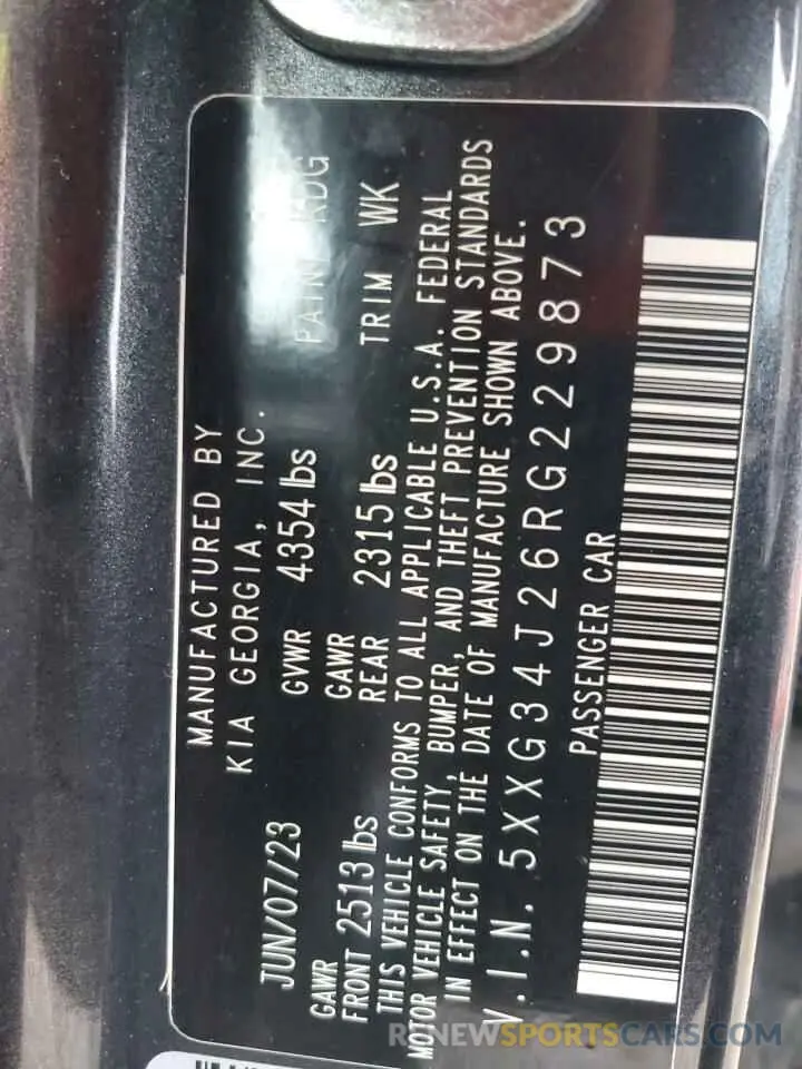 12 fotografías del automóvil dañado 5XXG34J26RG229873 KIA K5 2024