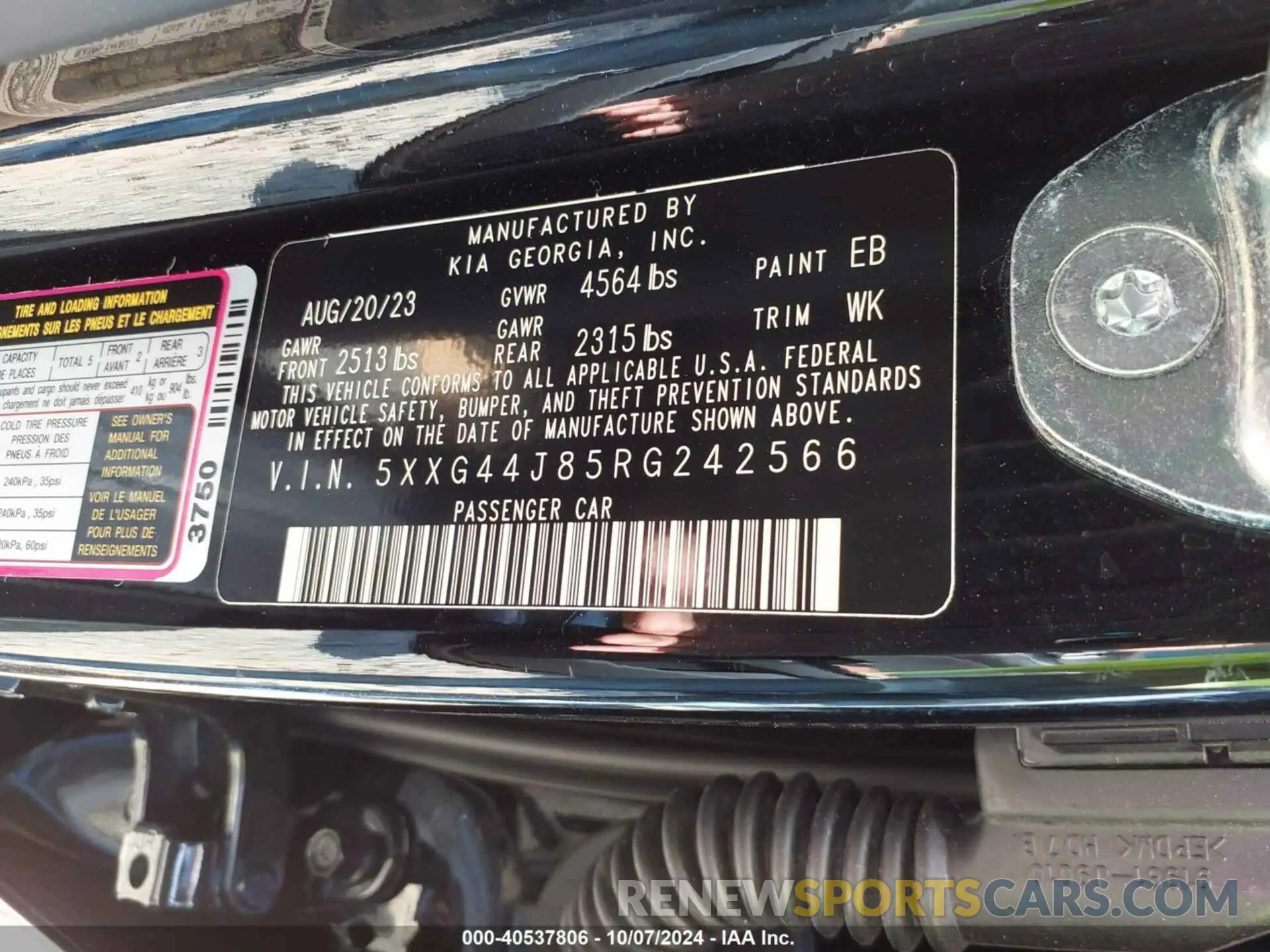 9 fotografías del automóvil dañado 5XXG44J85RG242566 KIA K5 2024